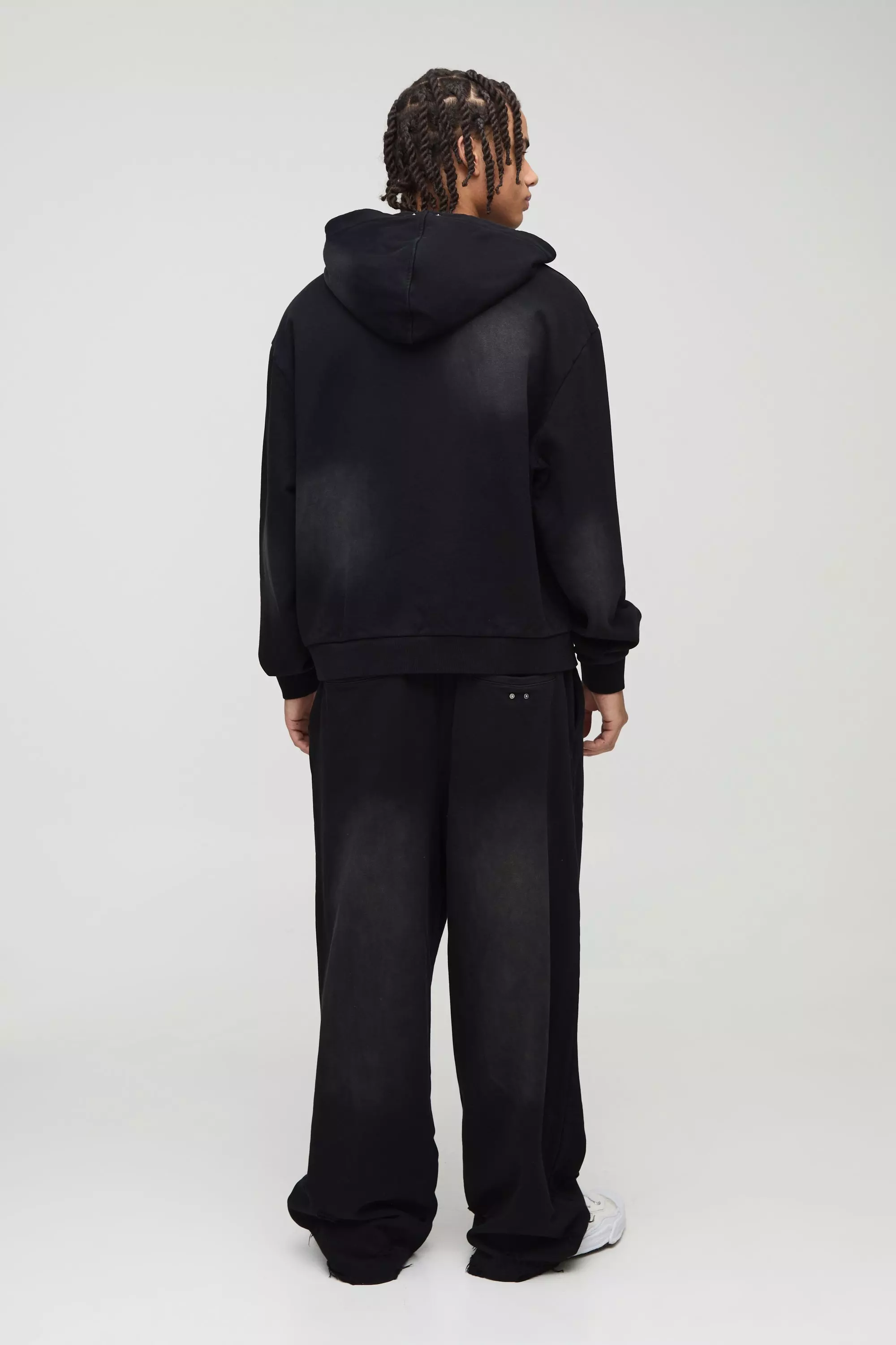 Black Dikke Gebleekte Boxy Premium Hoodie alternatieve afbeelding
