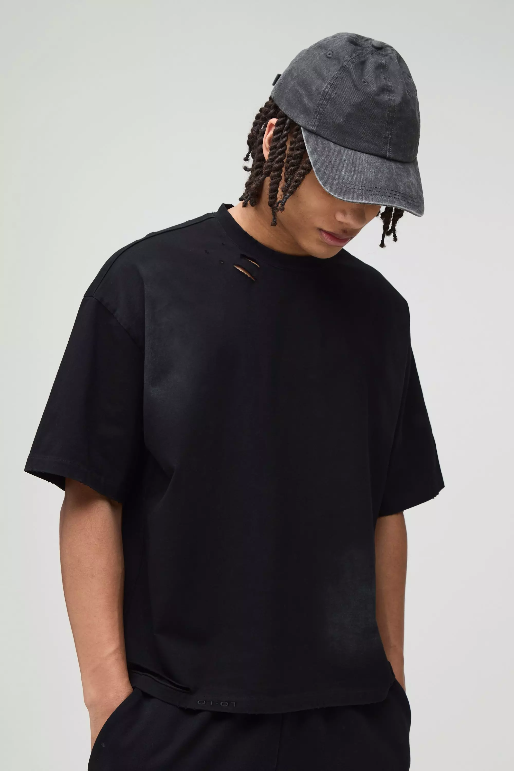 T-shirt épais premium délavé, Black autre image