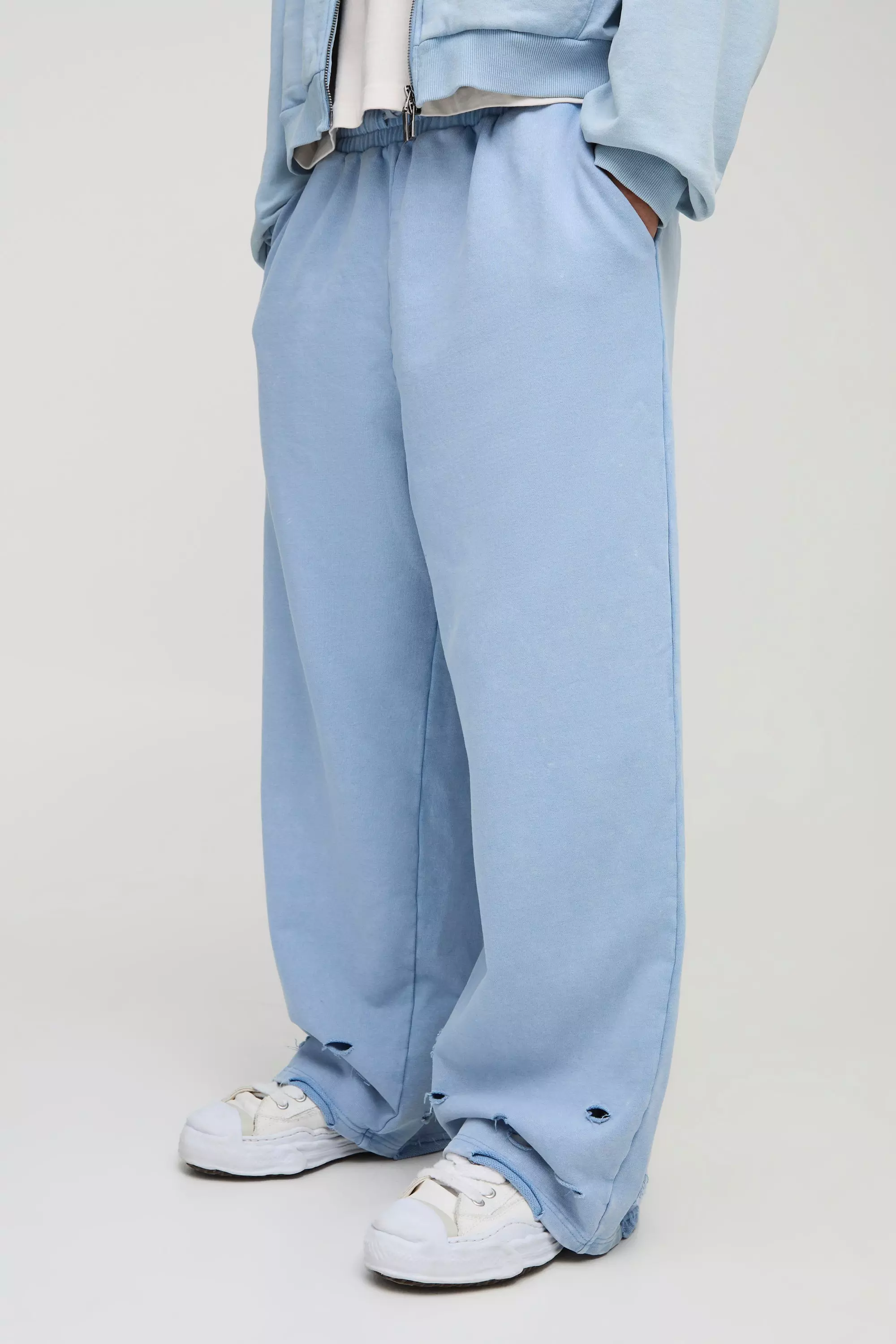 Blue Premium Wide Leg Heavyweight Washed Joggers alternative image