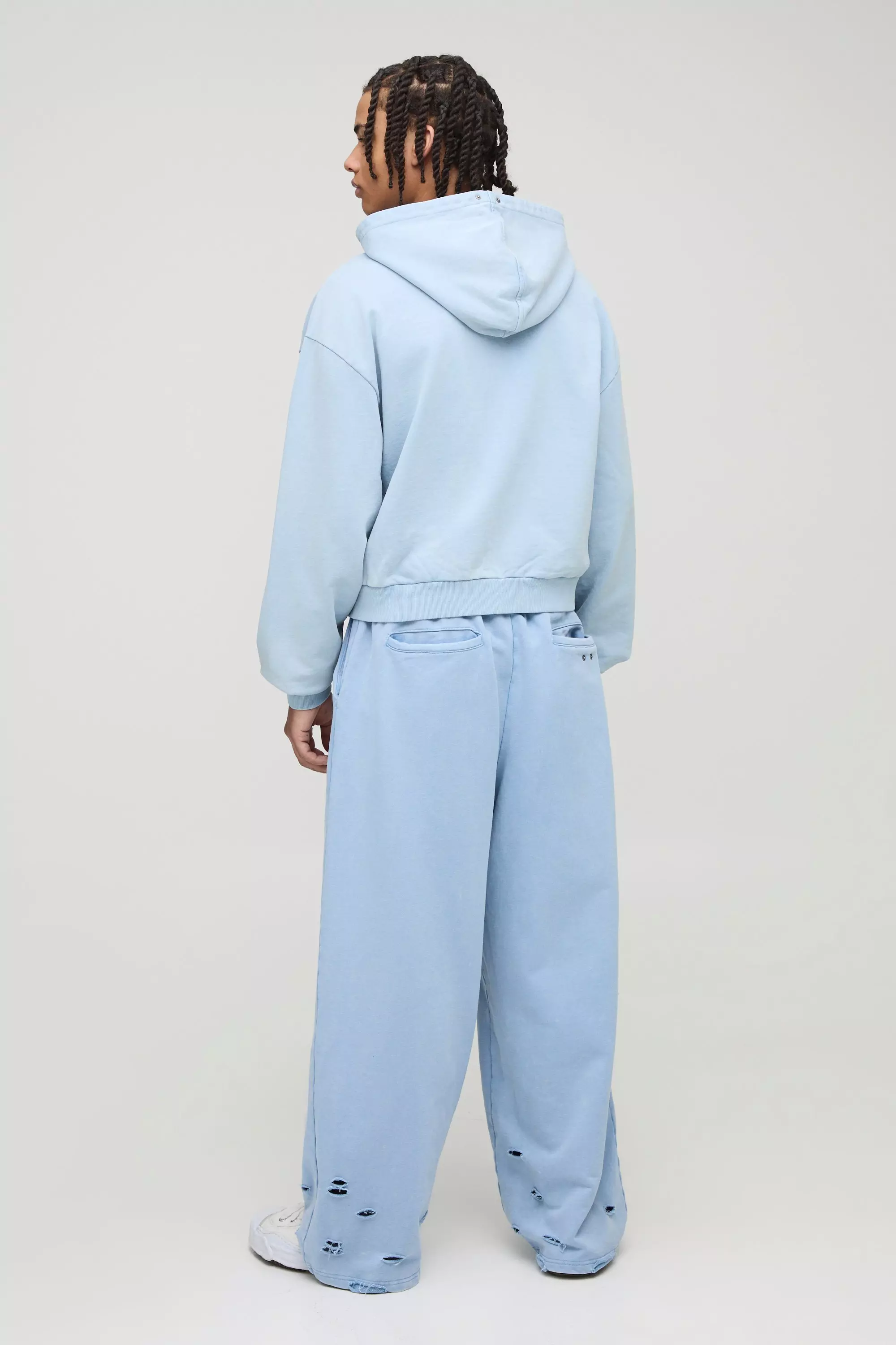 Blue Premium Wide Leg Heavyweight Washed Joggers alternative image