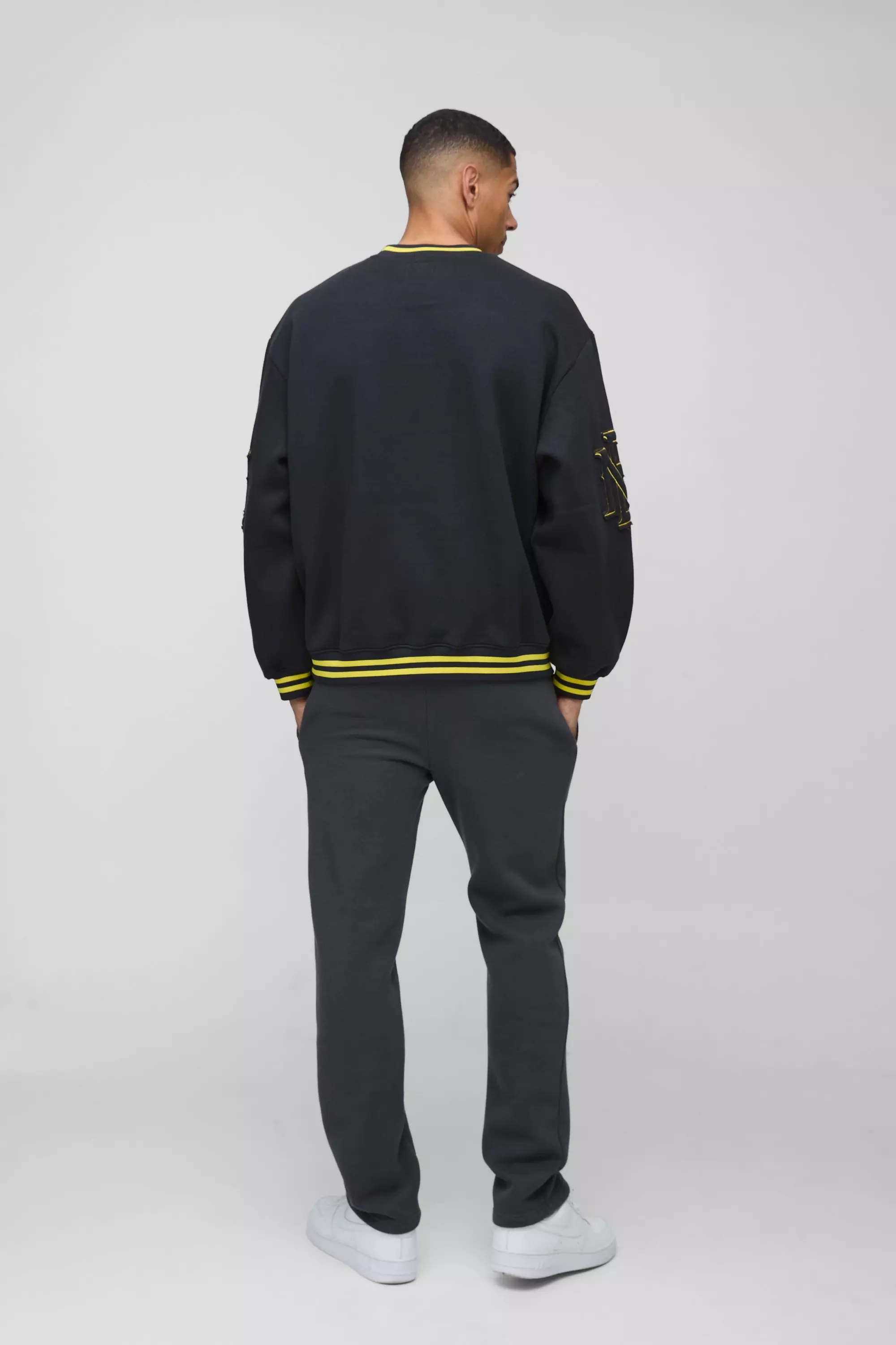 Oversized BM Varsity Applique Crew Neck Sweatshirt | boohooMAN AU