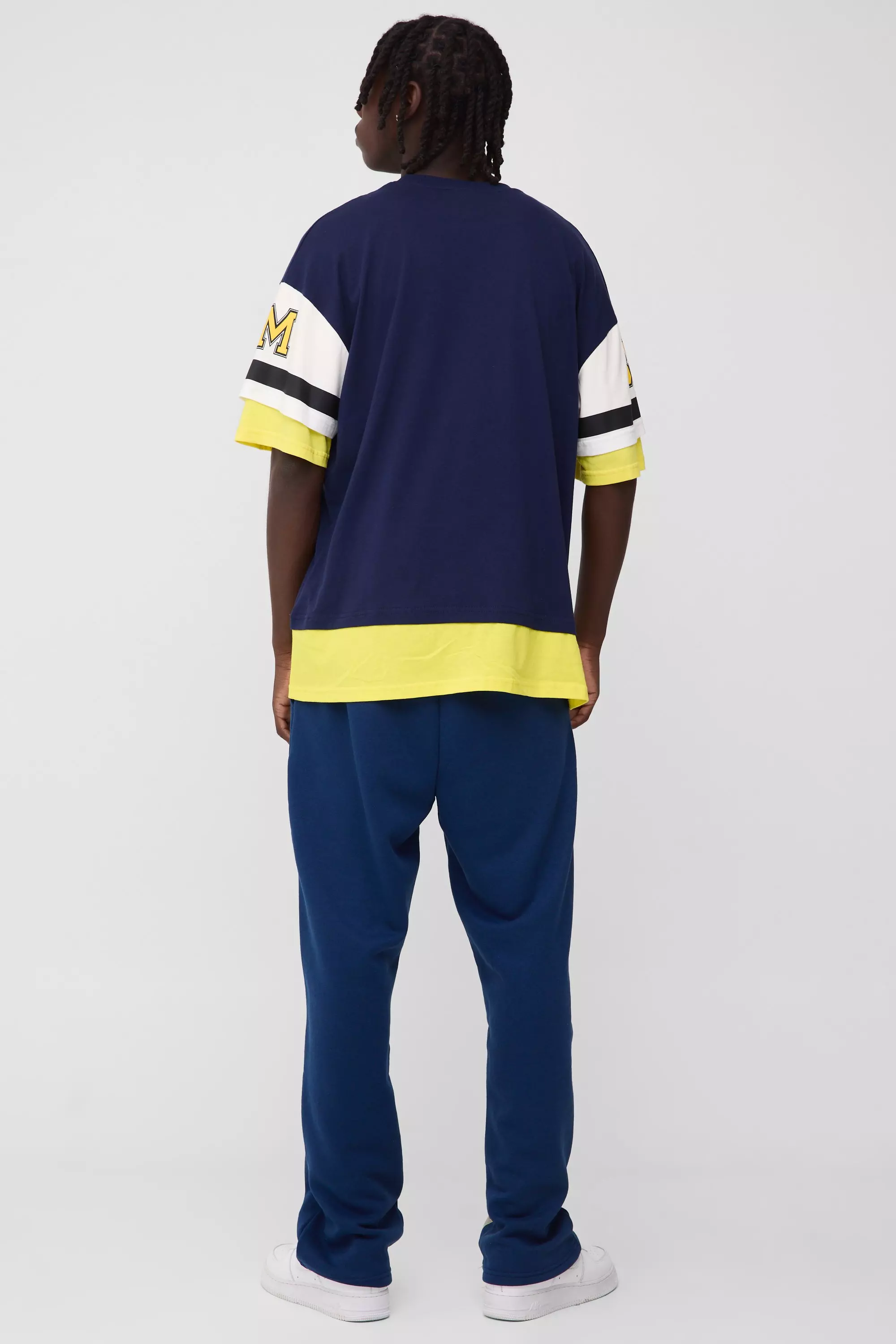 Navy Oversized Official Faux Layer Varsity T-Shirt alternative image