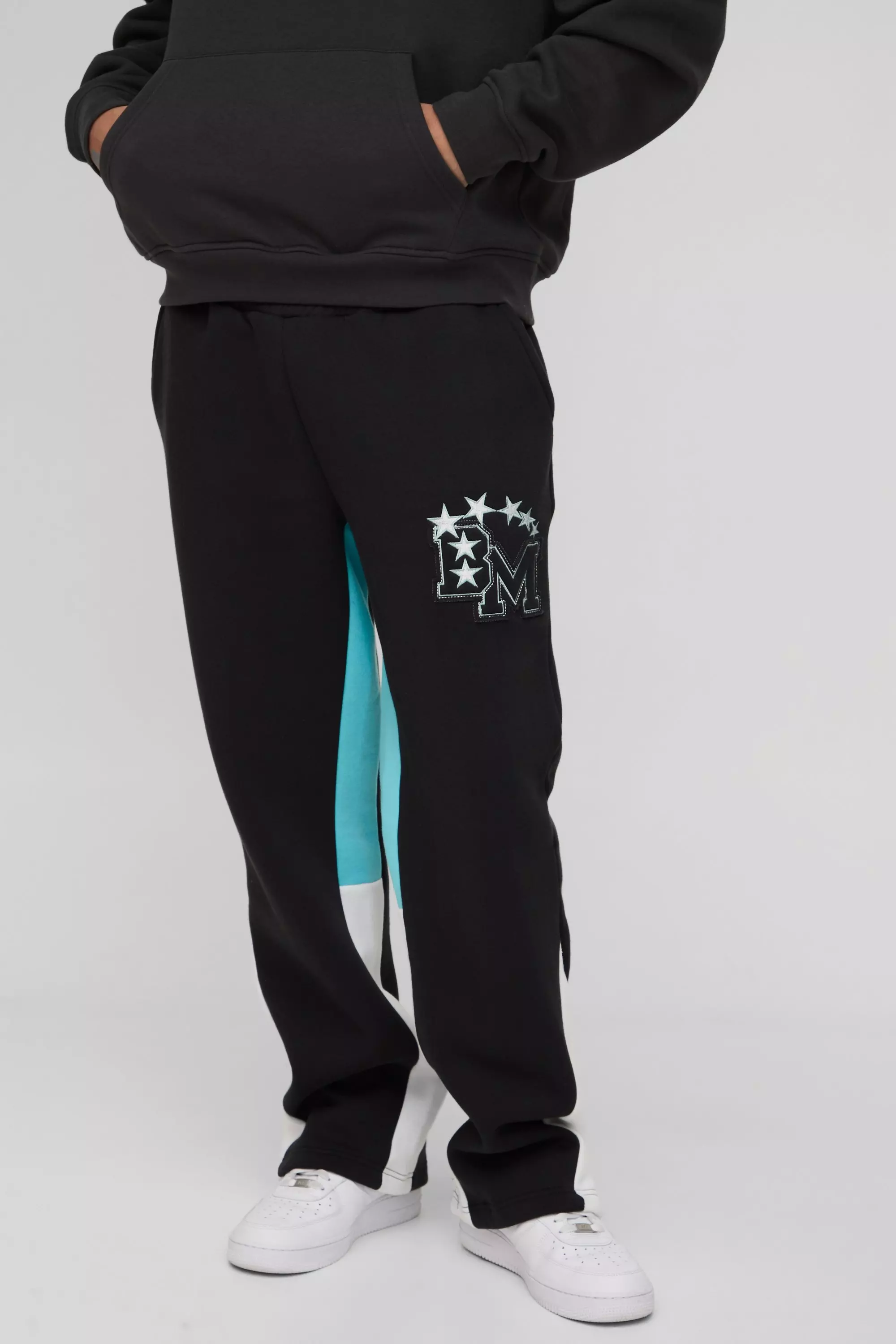 BM Varsity Applique Gusset Jogger Black