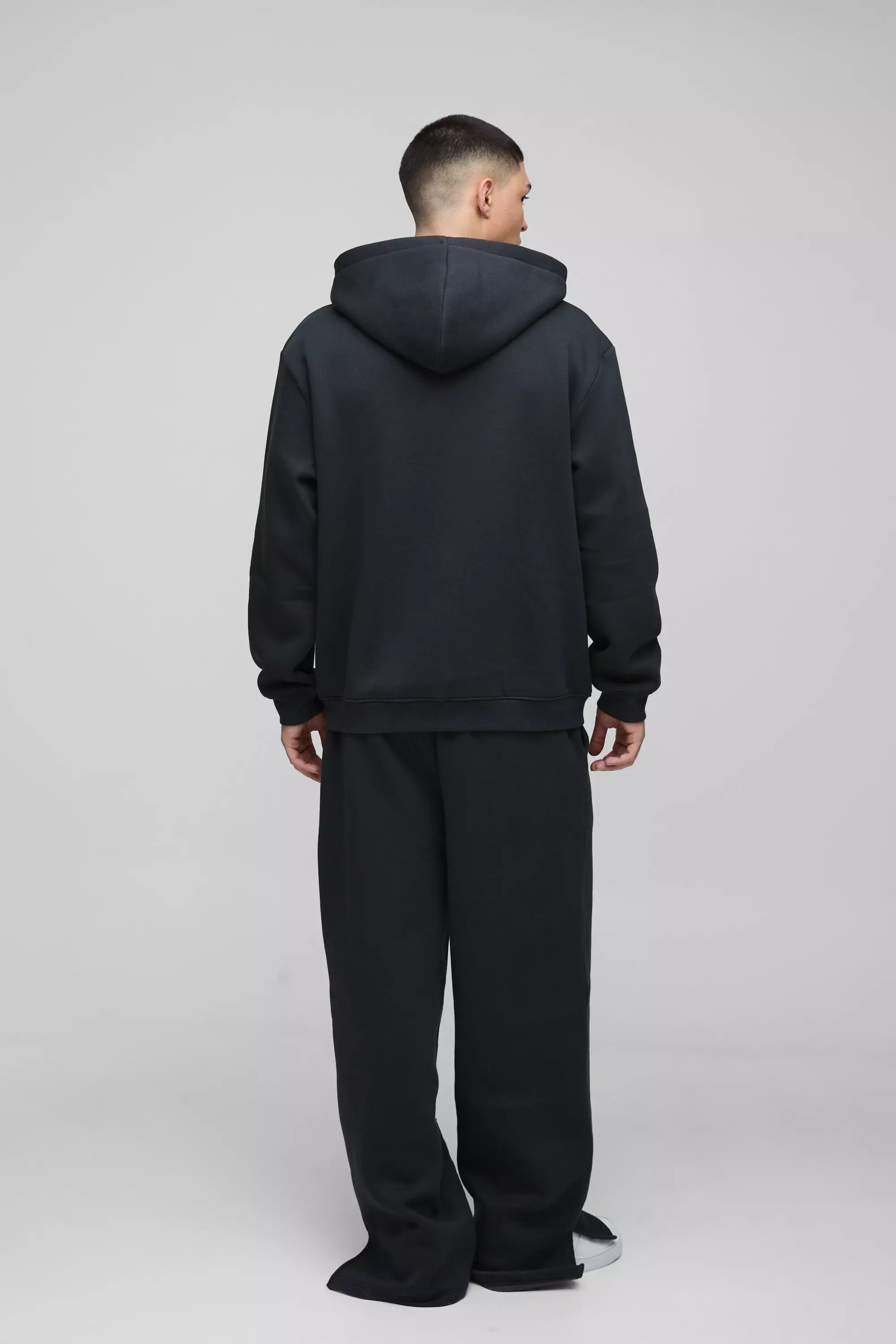 Black Oversized BM Varsity Applique Zip Through Hoodie alternative image