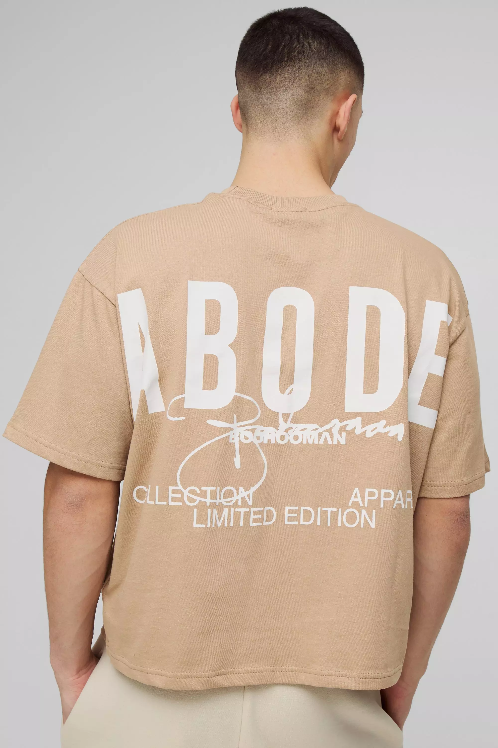 ABODE Heavyweight Oversized Boxy Print T-Shirt Taupe