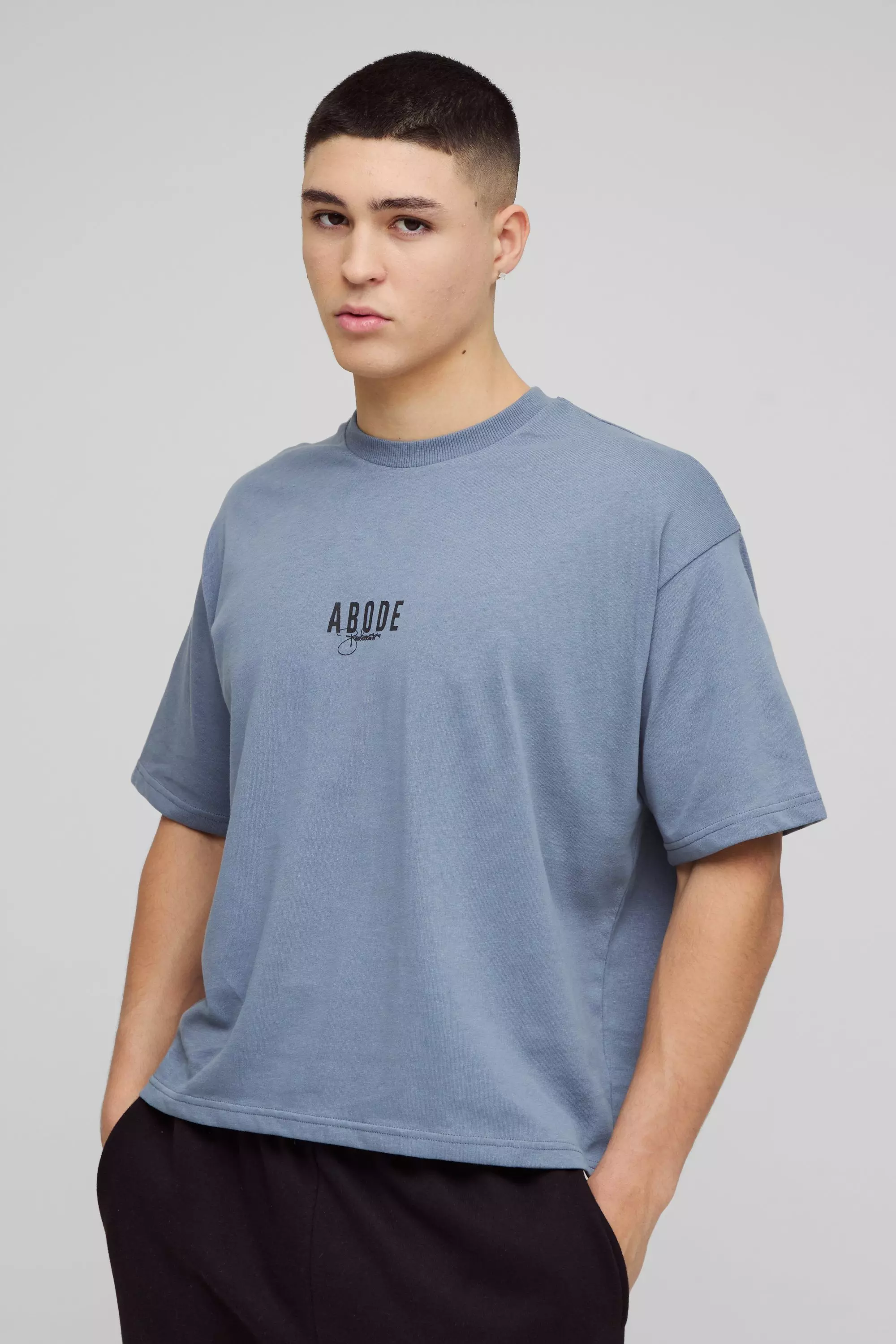 Charcoal Oversized Dik Abode Boxy T-Shirt Met Print alternatieve afbeelding