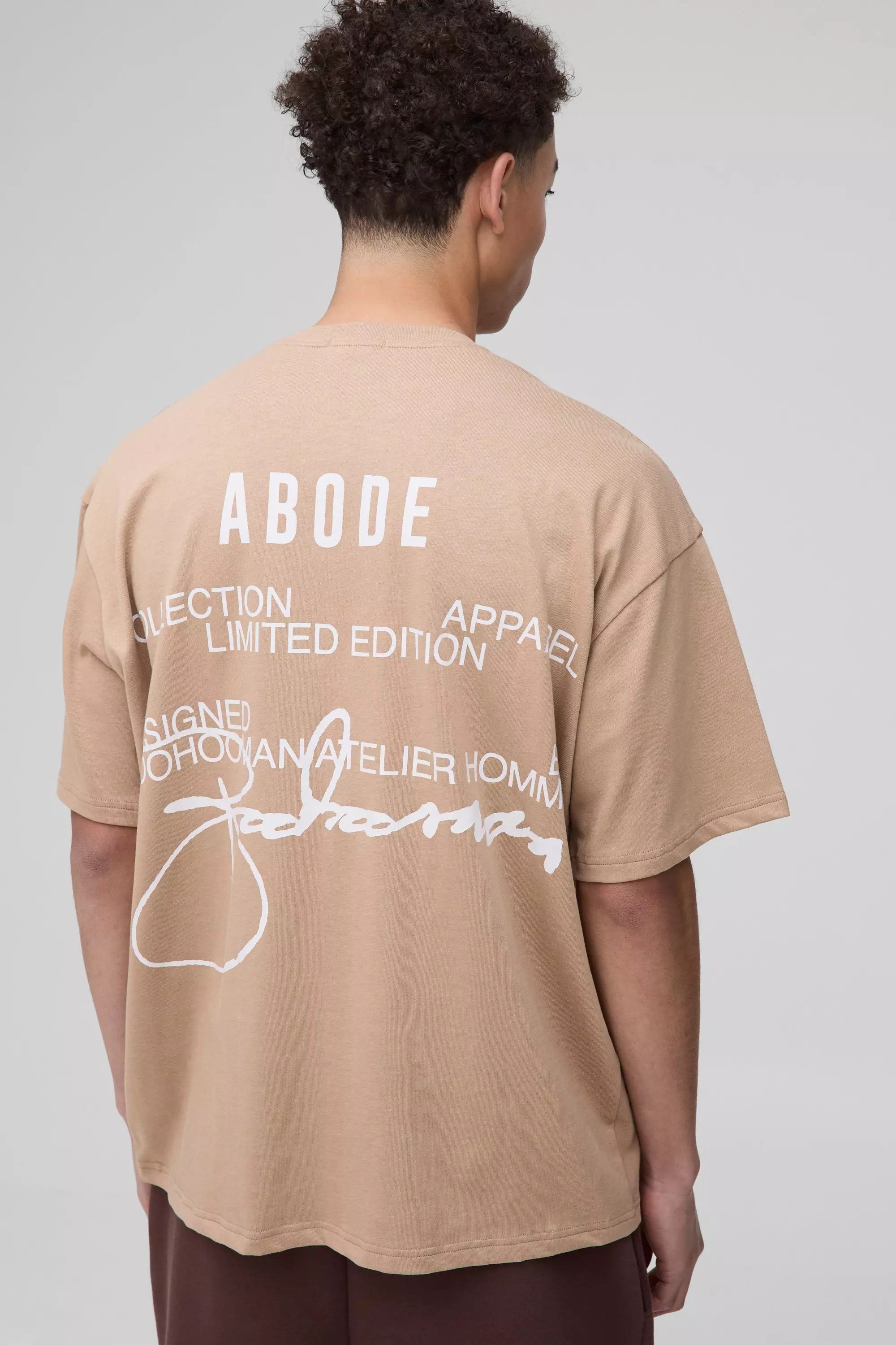 ABODE Heavyweight Oversized Print T-Shirt Taupe