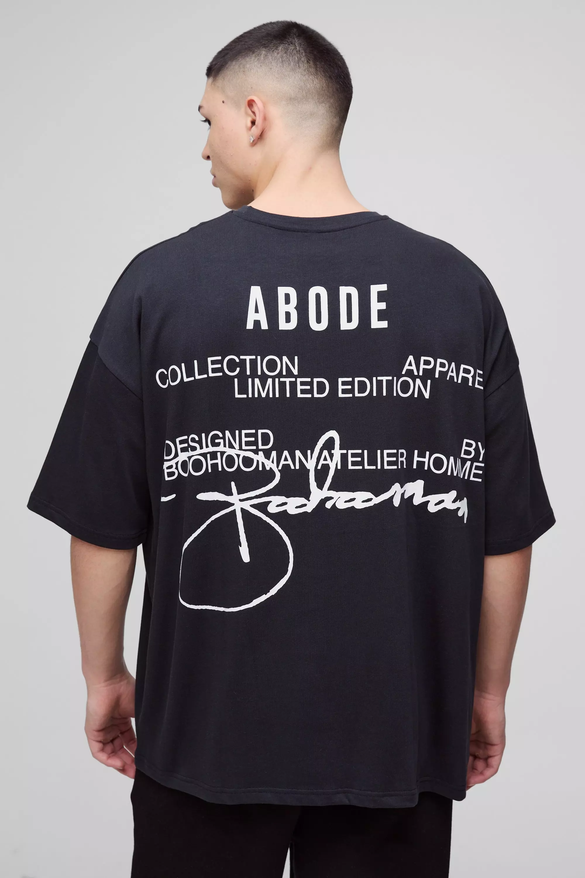 ABODE Heavyweight Oversized Print T-Shirt Black