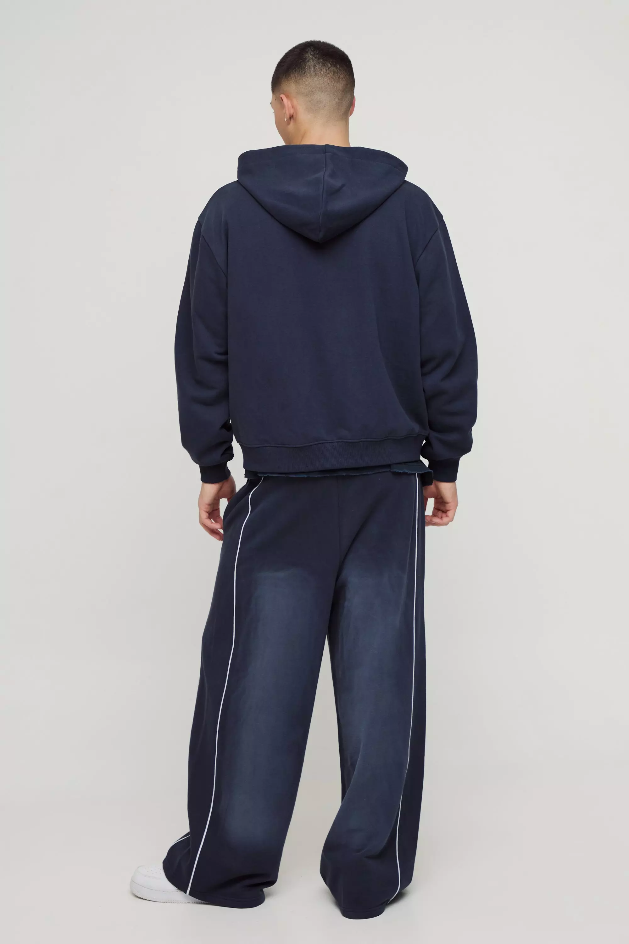 Kastiger Oversize Homme Hoodie mit Reißverschluss, Navy alternatives Bild