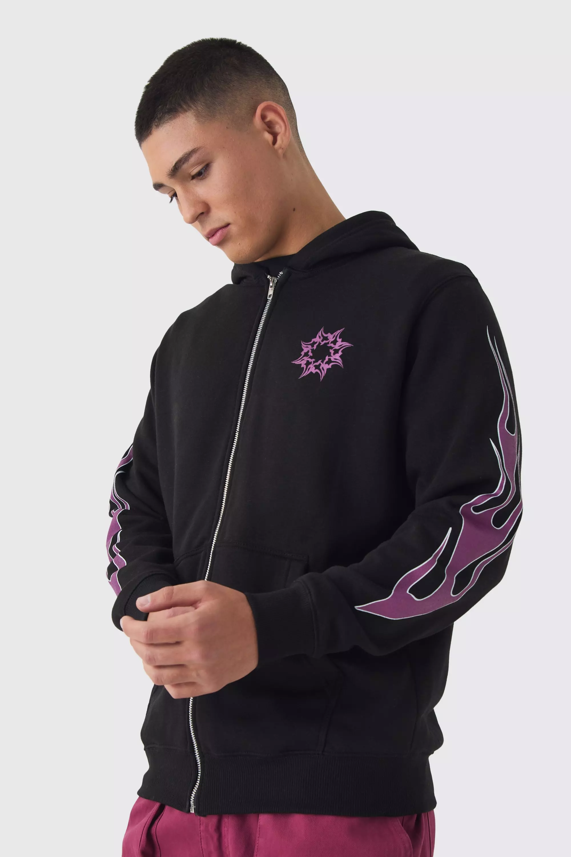 Boohooman flame hoodie hotsell