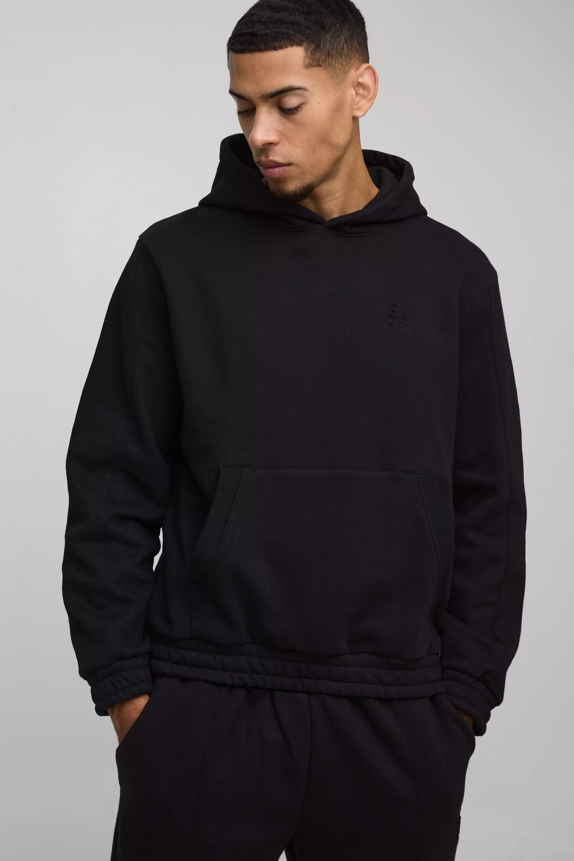 Embossed Heavyweight Hoodie Black