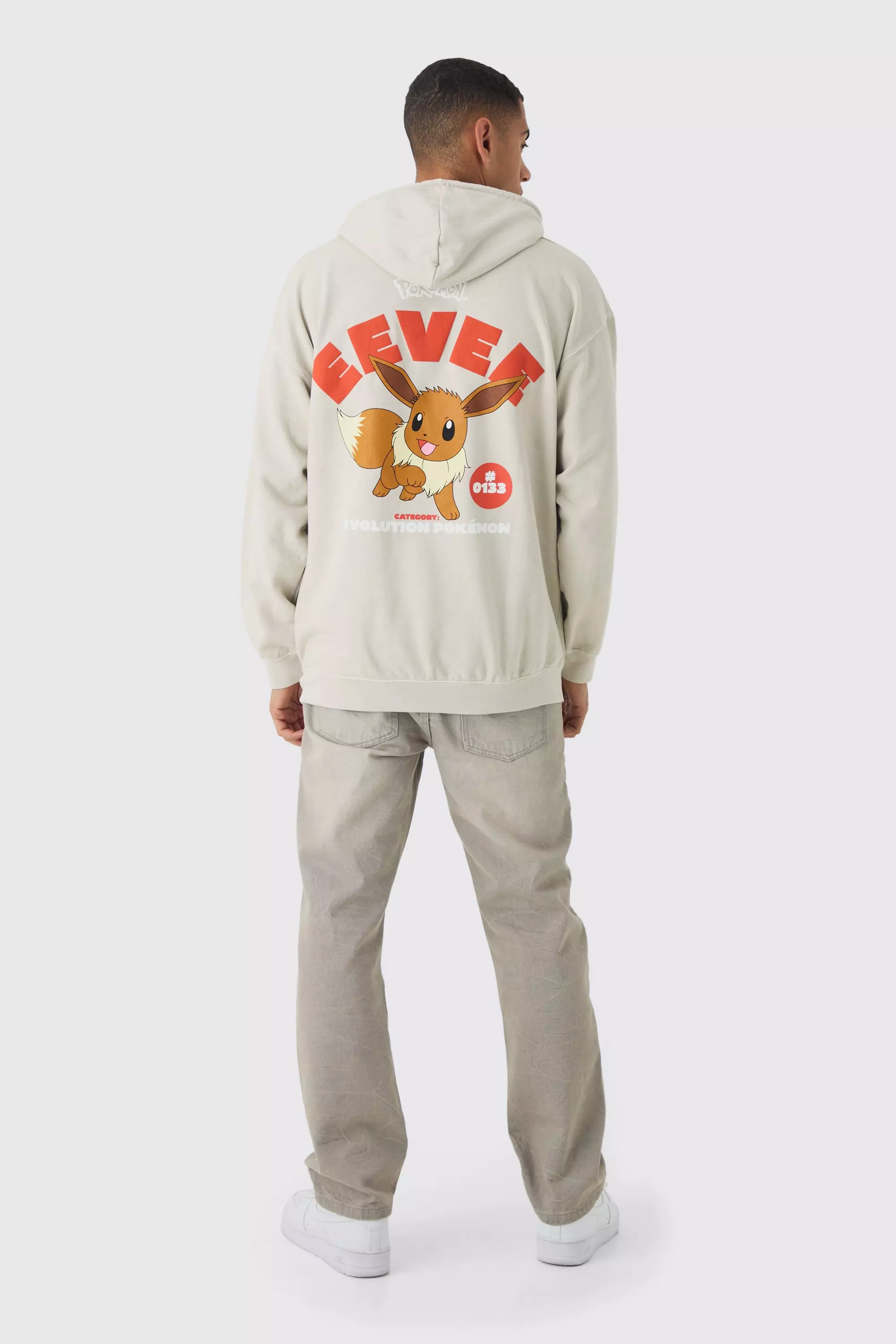 Oversized Pokemon Eevee License Print Hoodie boohooMAN UK