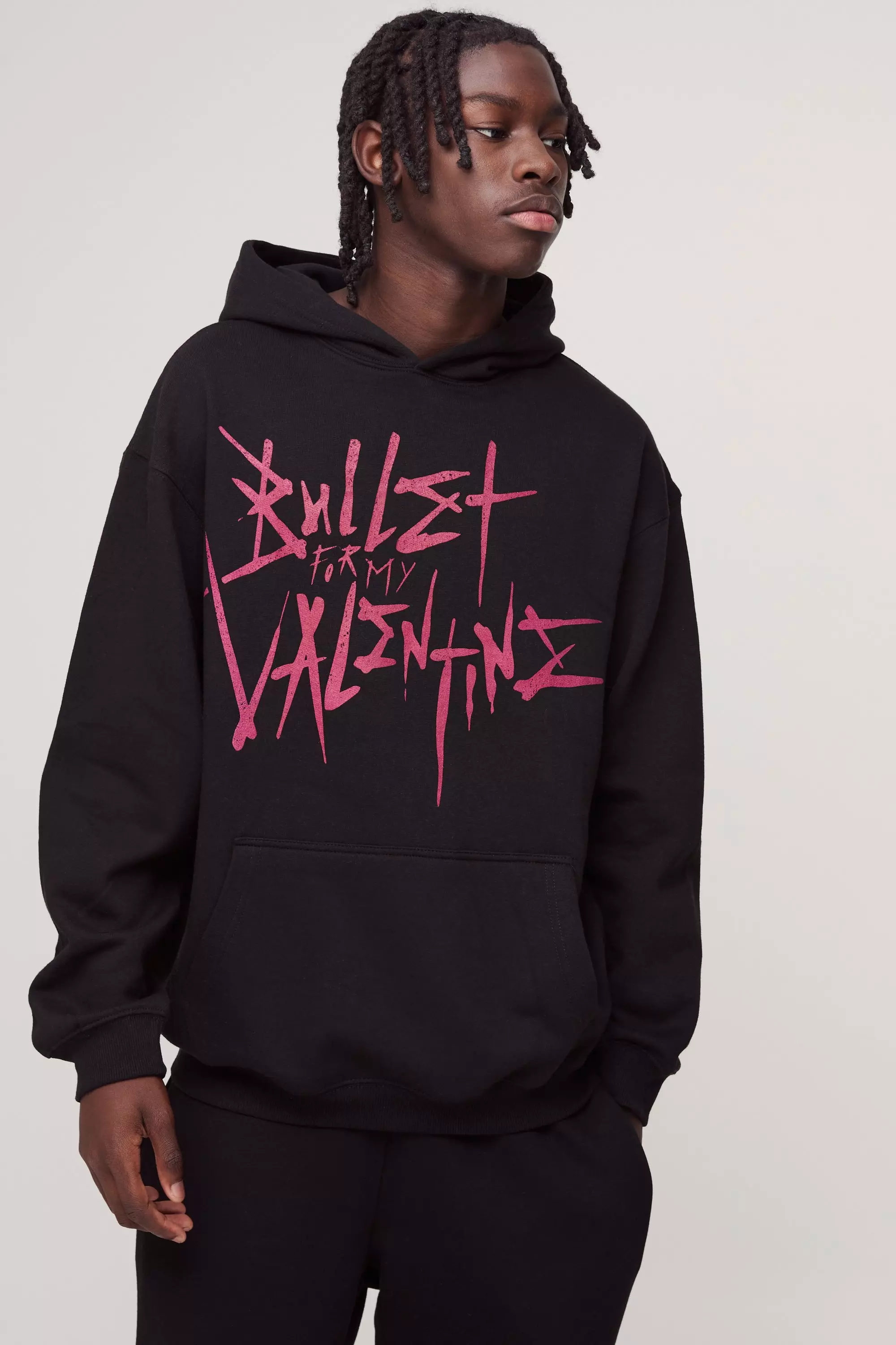 Oversized Bullet for my Valentine License Print Hoodie Black