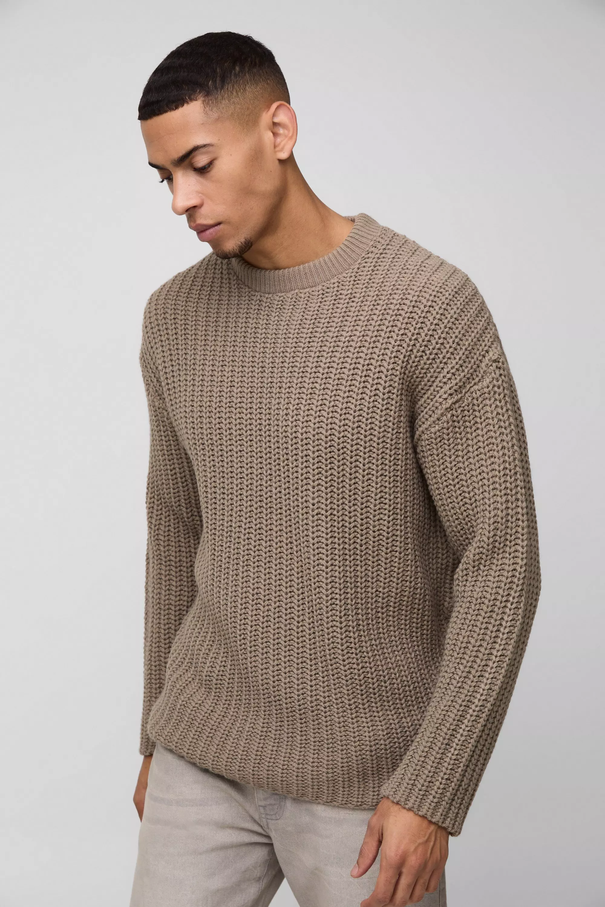 Taupe Oversized Chunky Knitted Jumper alternative image