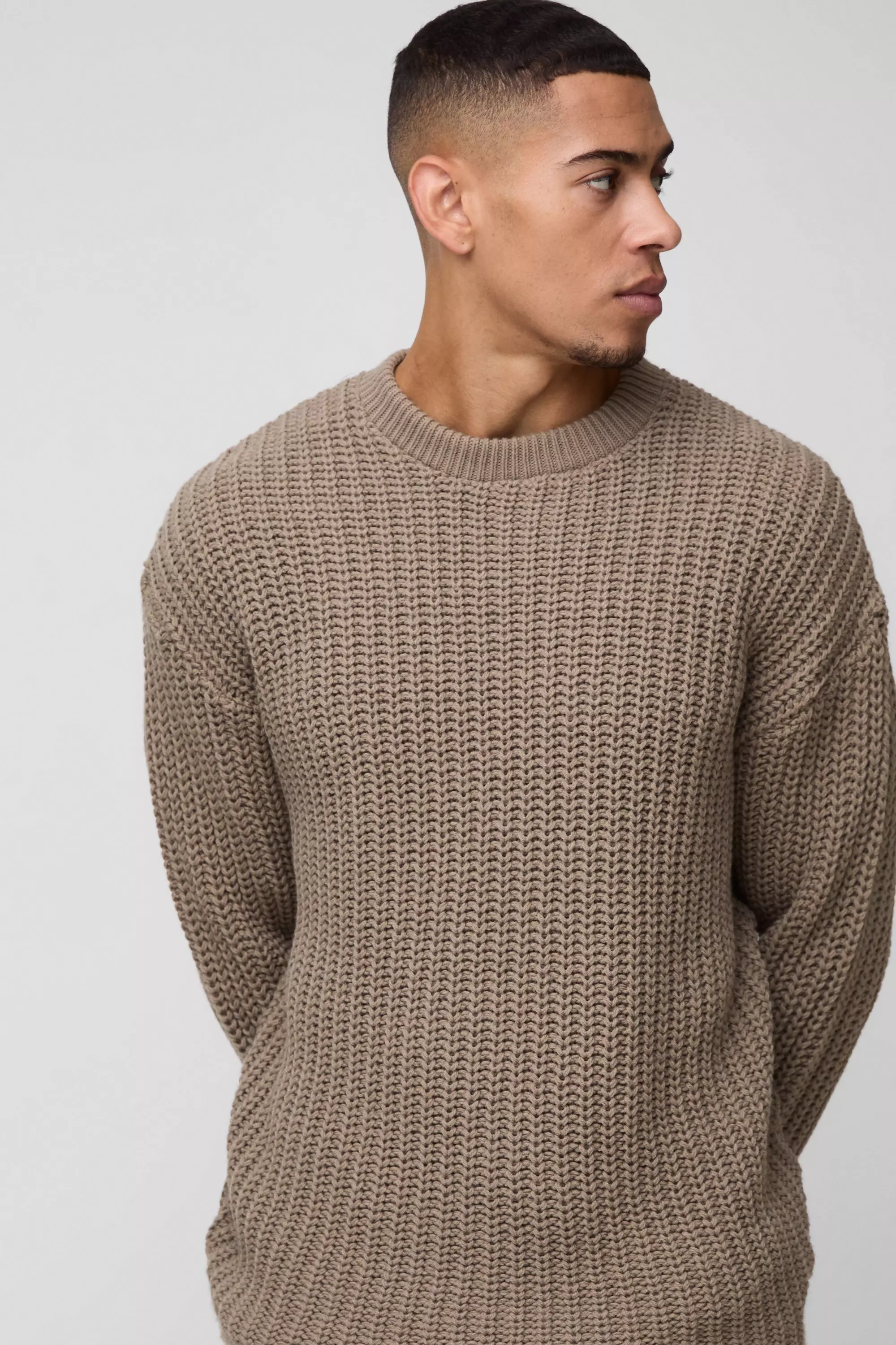 Taupe Oversized Chunky Knitted Jumper alternative image