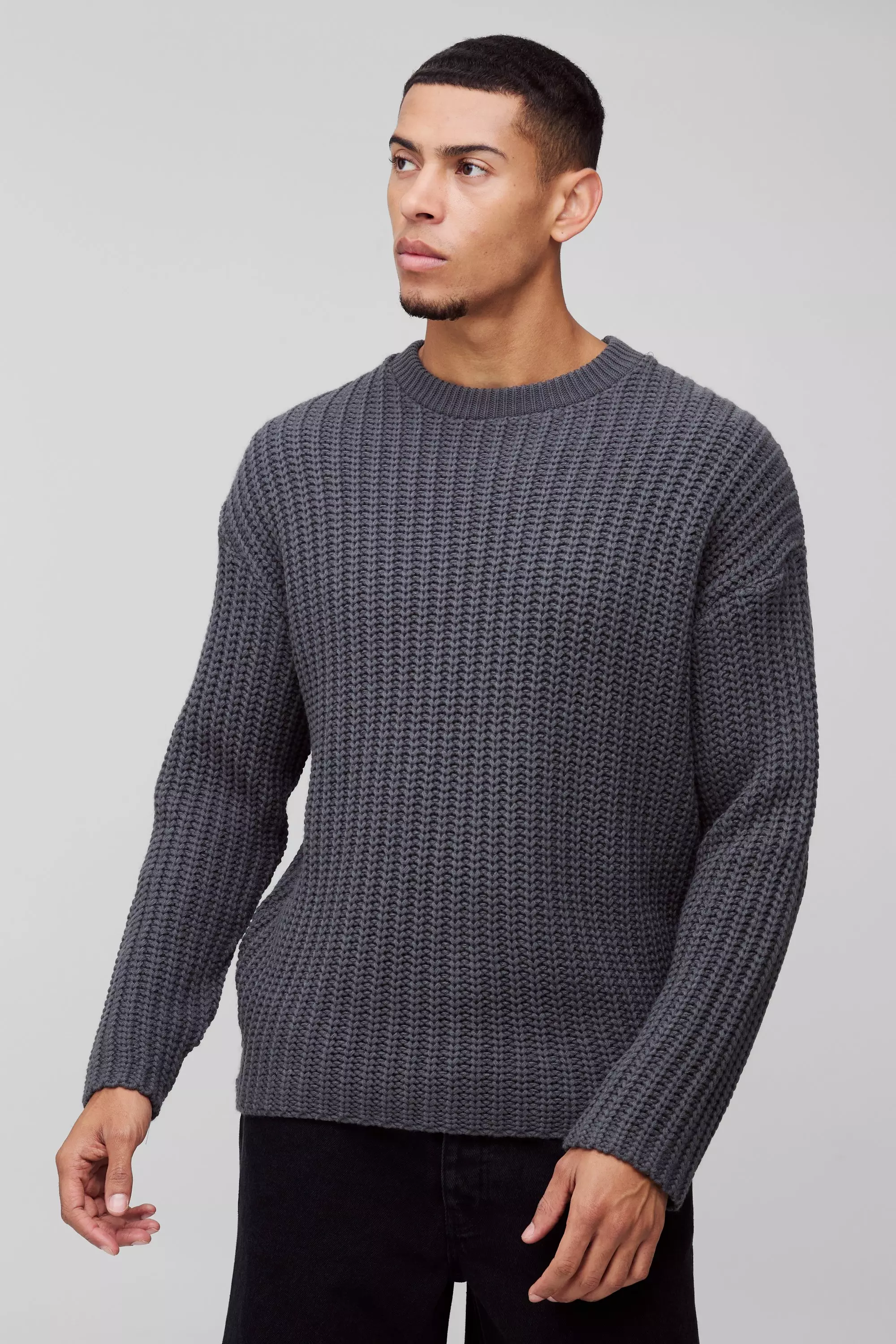 Charcoal Oversized Chunky Knitted Sweater alternative image