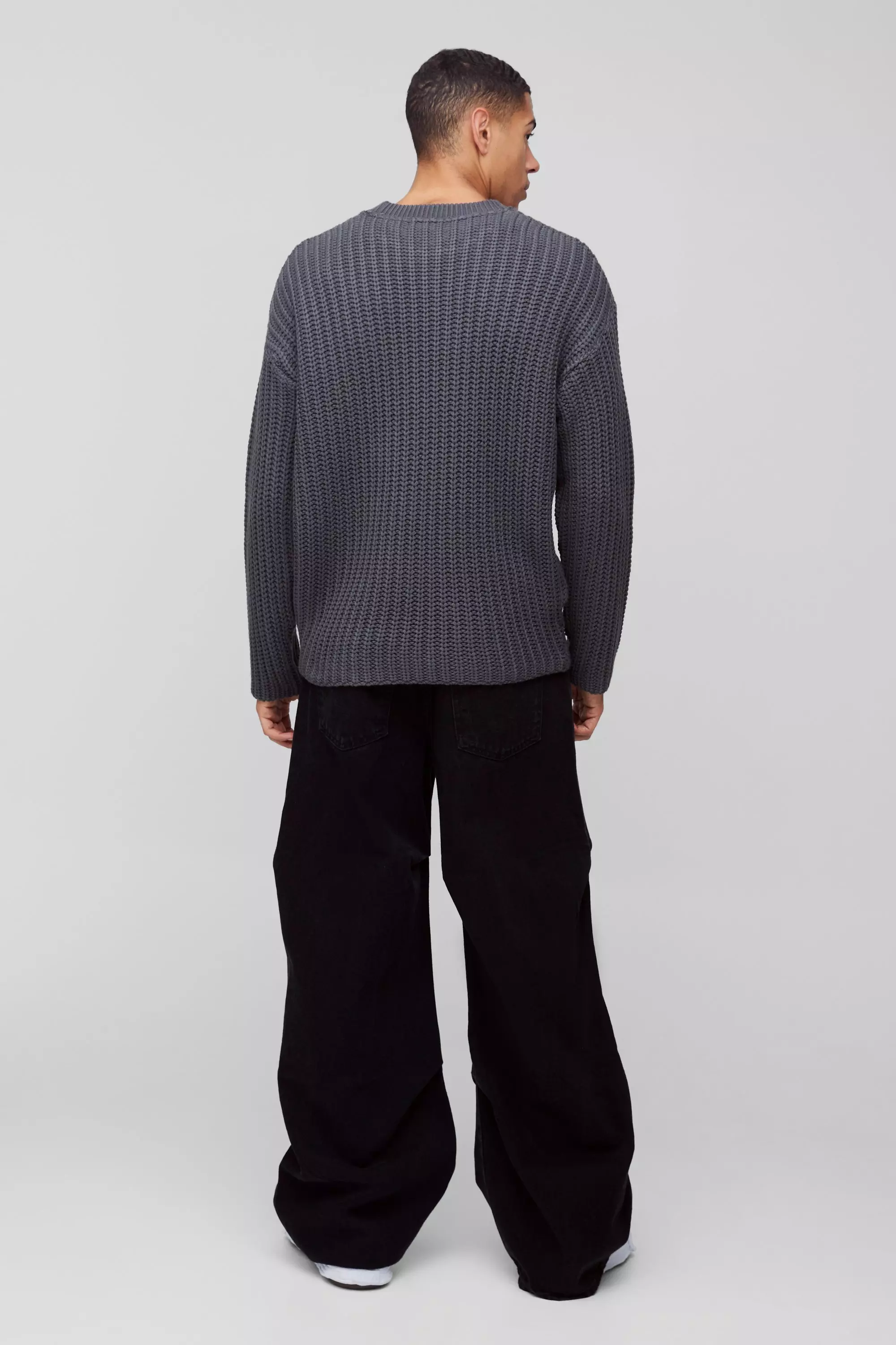 Charcoal Oversized Chunky Knitted Sweater alternative image