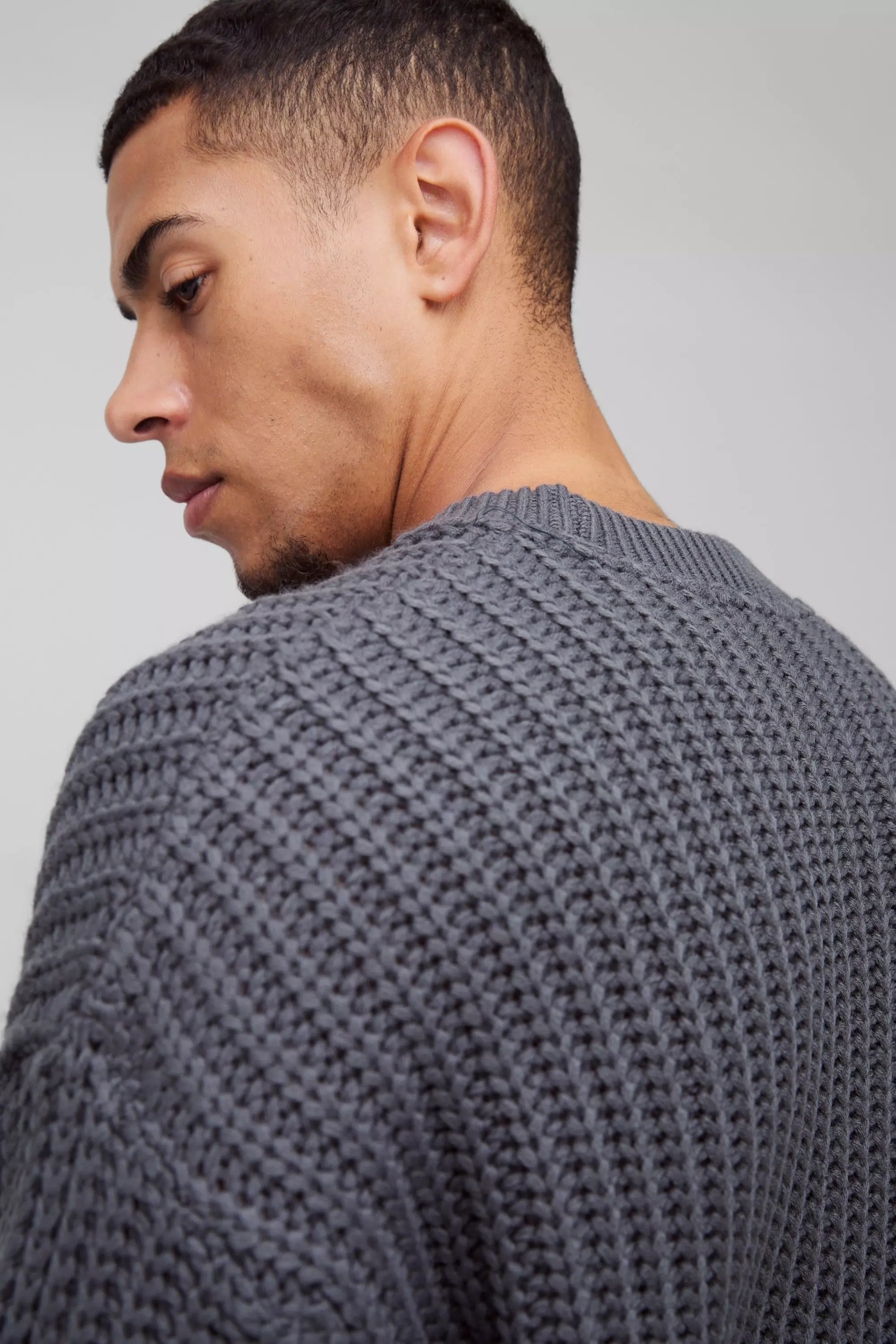 Charcoal Oversized Chunky Knitted Sweater alternative image