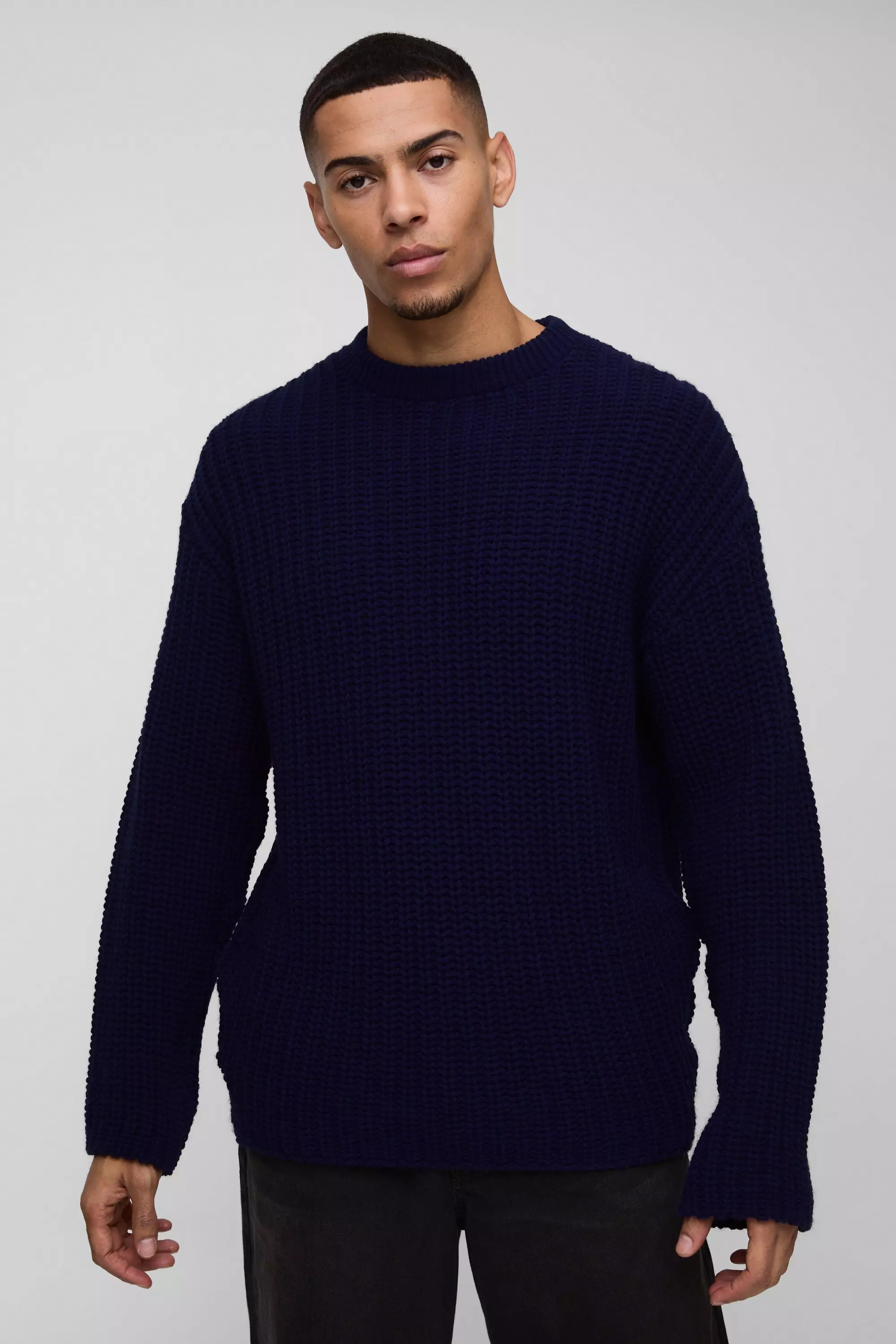 boohoo Women s Oversized Chunky Knitted Sweater Blue Sweaters