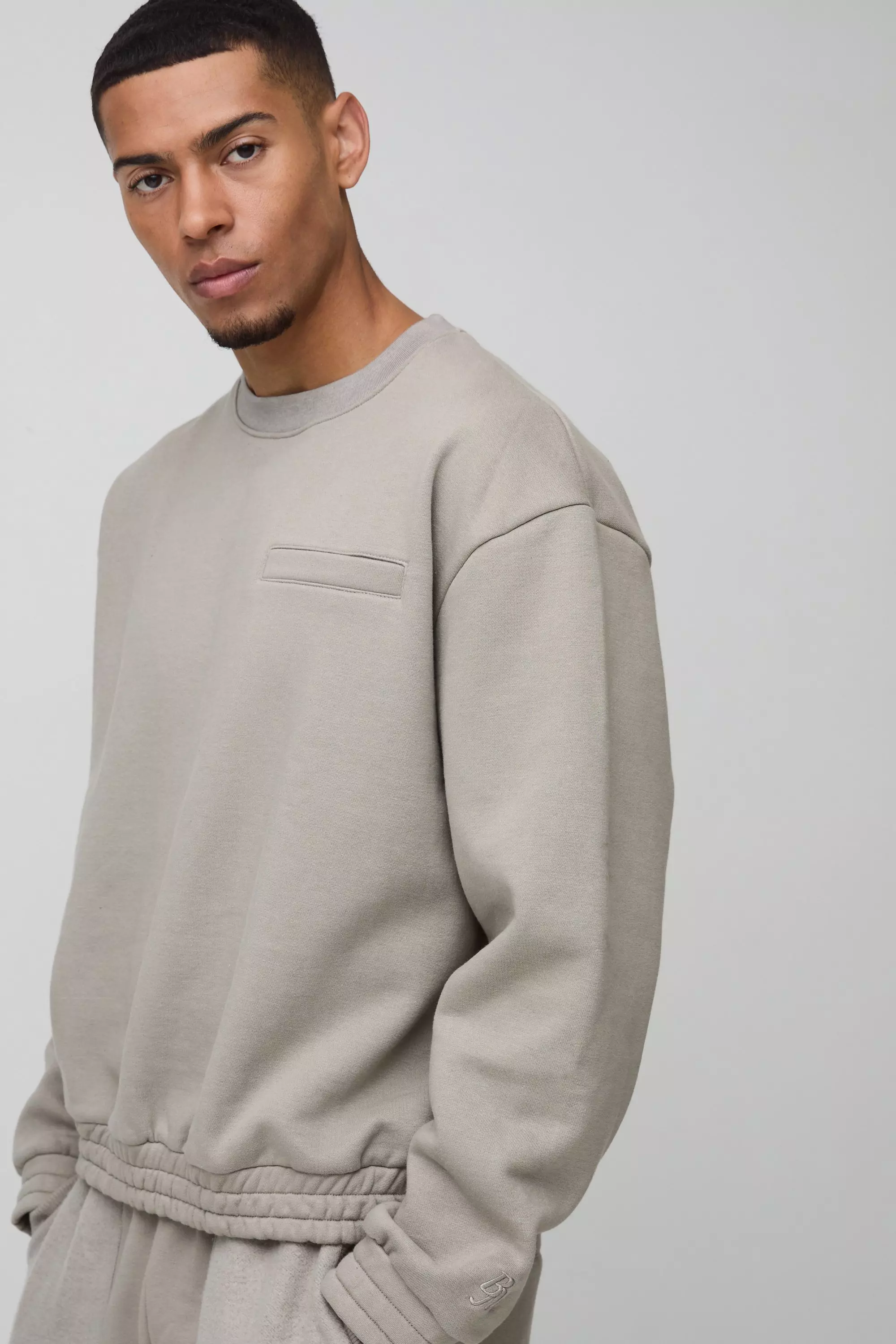 Oversized Boxy Heavyweight 3D Print Pocket Sweatshirt boohooMAN UK