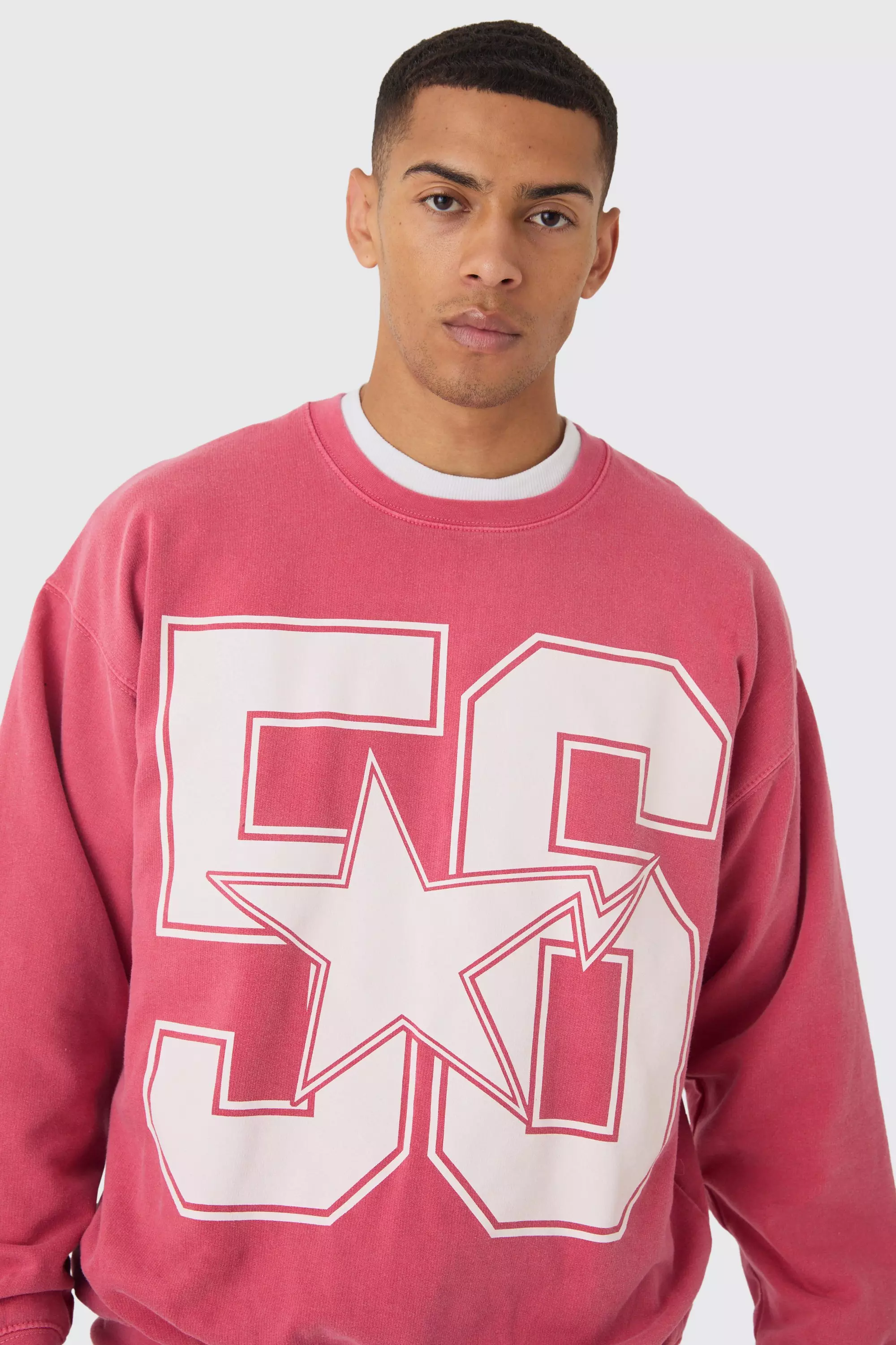 Oversize Sweatshirt mit 56 Sternen-Print, Red alternatives Bild