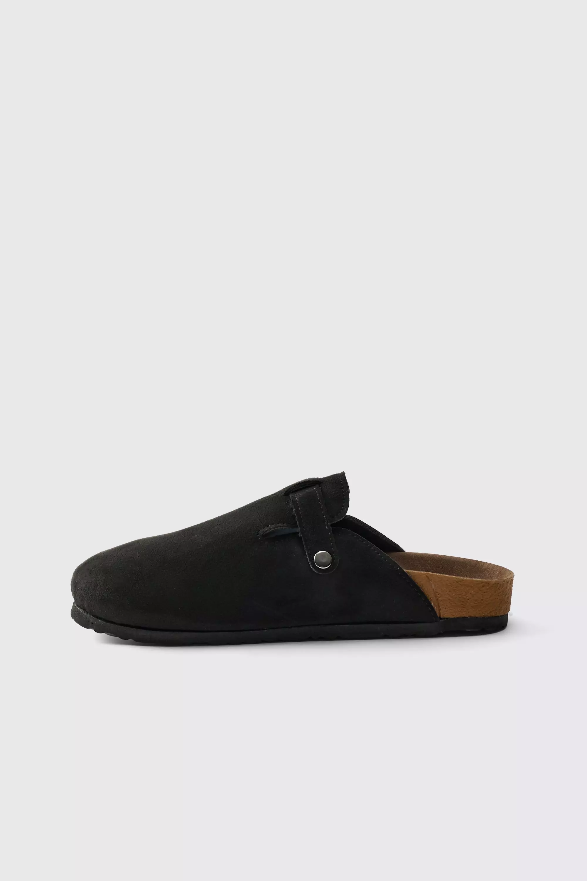 Western Buckle Mule In Black | boohooMAN USA