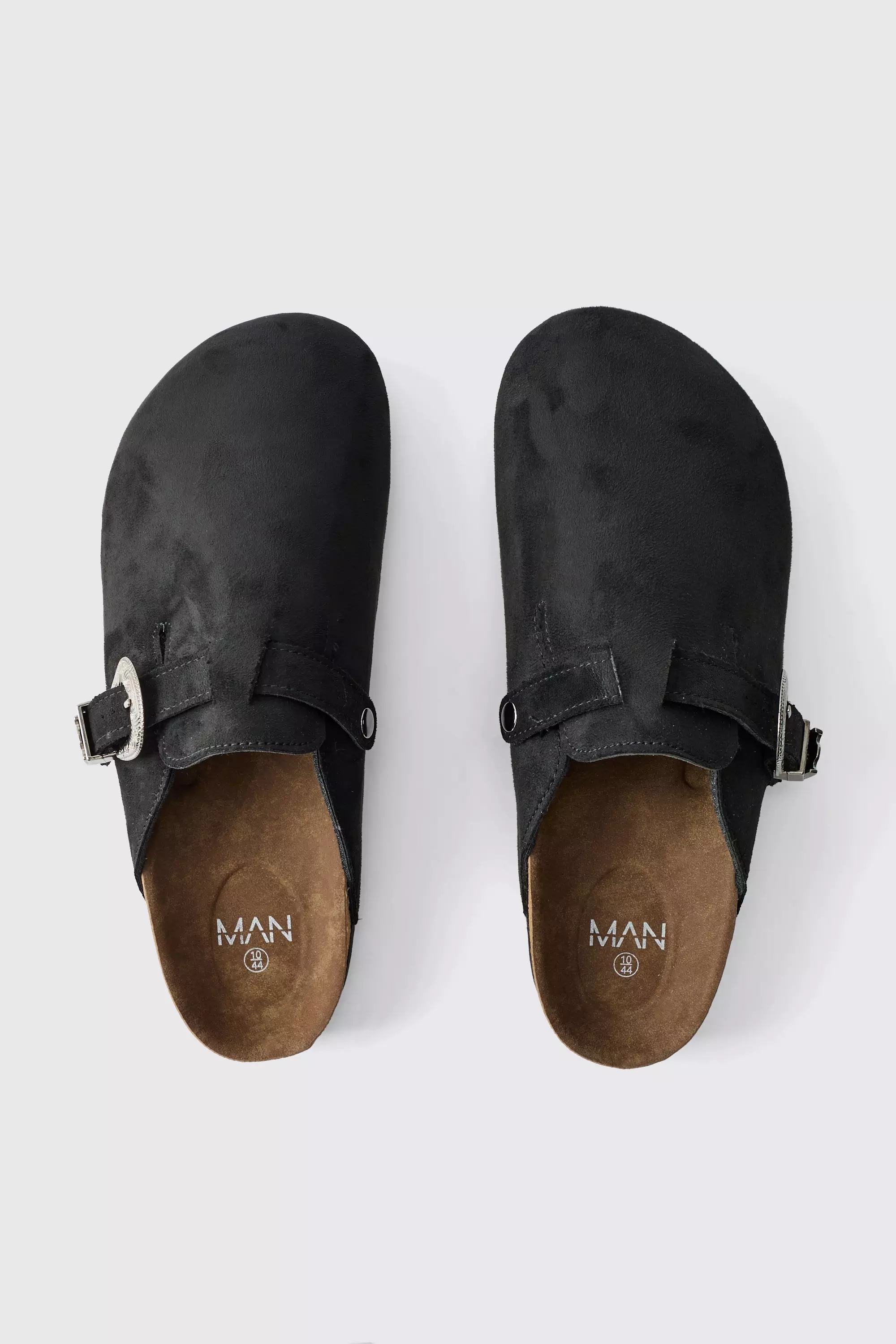 Western Buckle Mule In Black | boohooMAN USA
