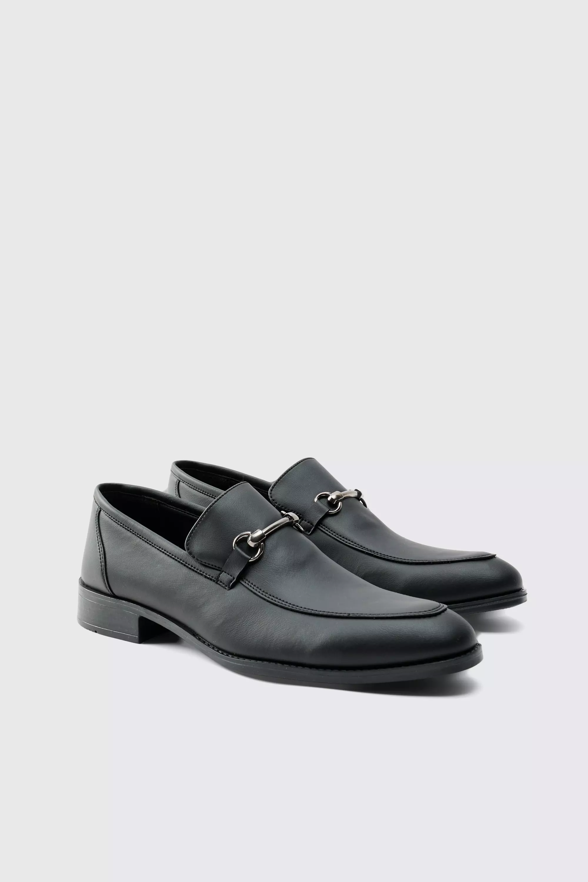 Faux Leather Suede snaffle loafer Black