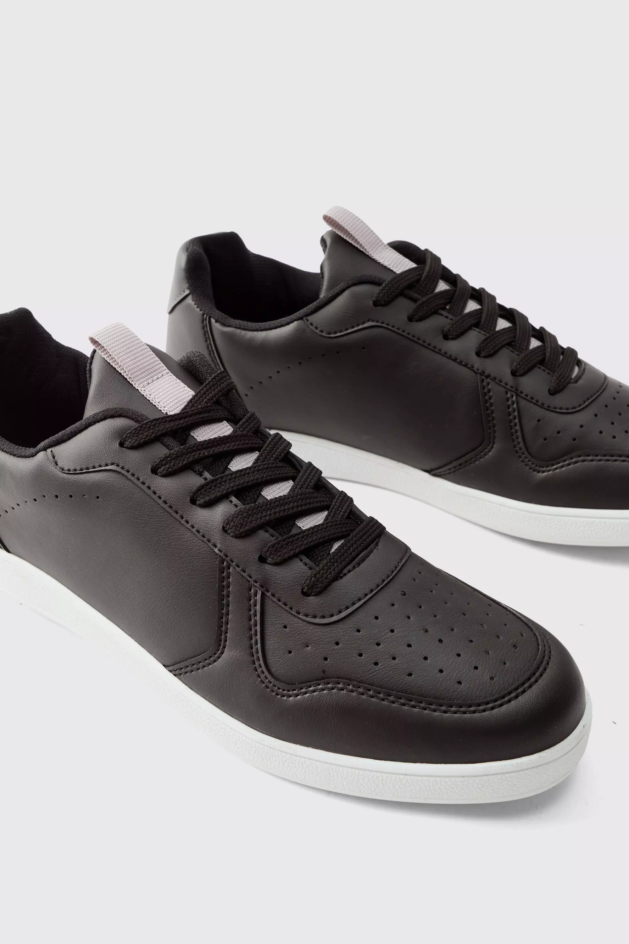 Black Perforated Panelled Trainers alternative image