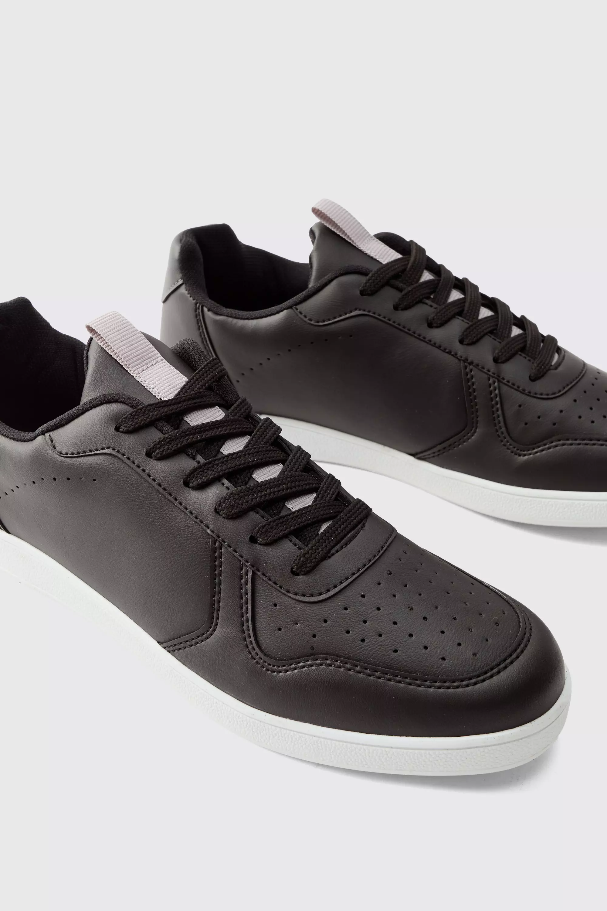 Black Perforated Panelled Trainers alternative image