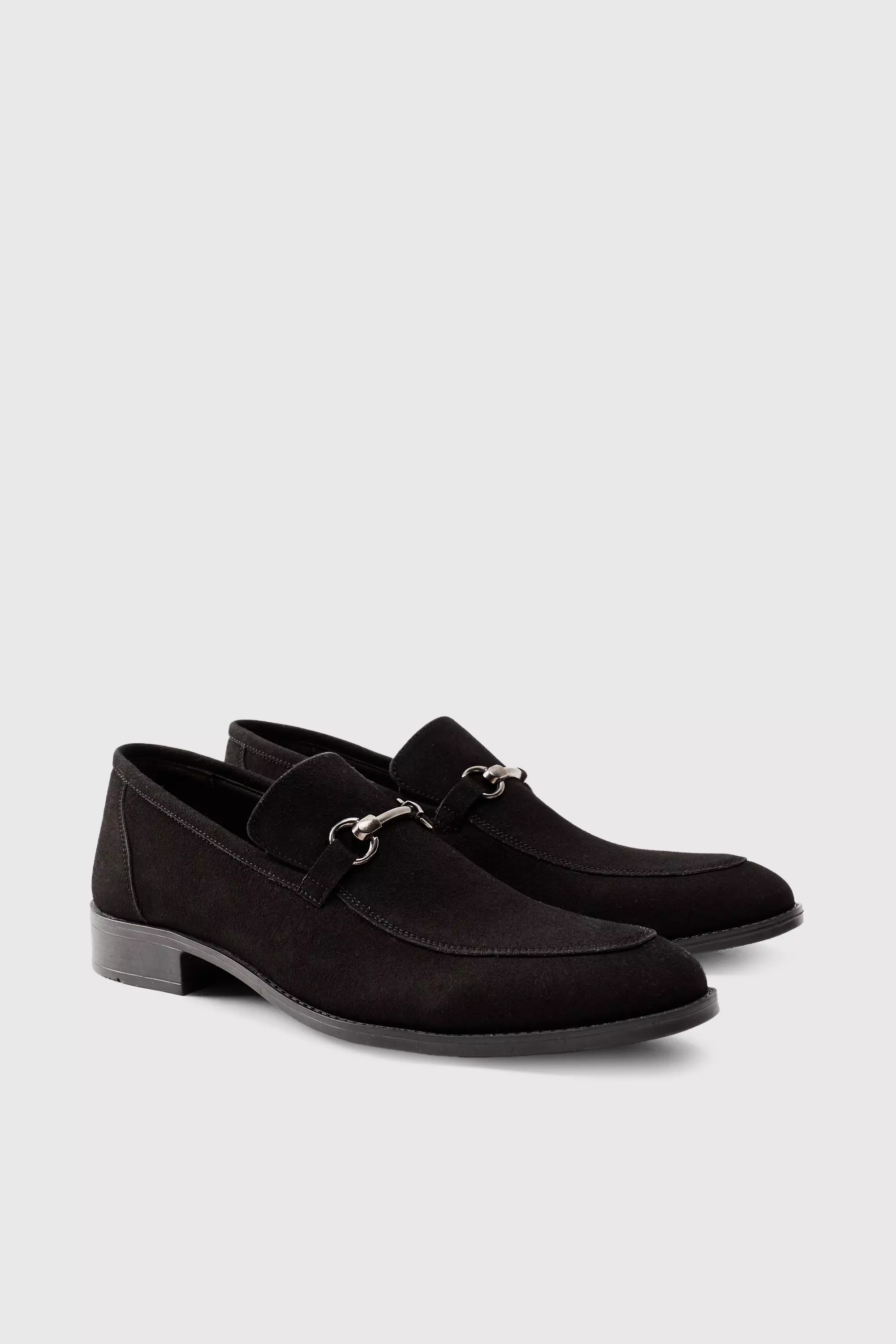 Faux Suede Snaffle Loafer Black