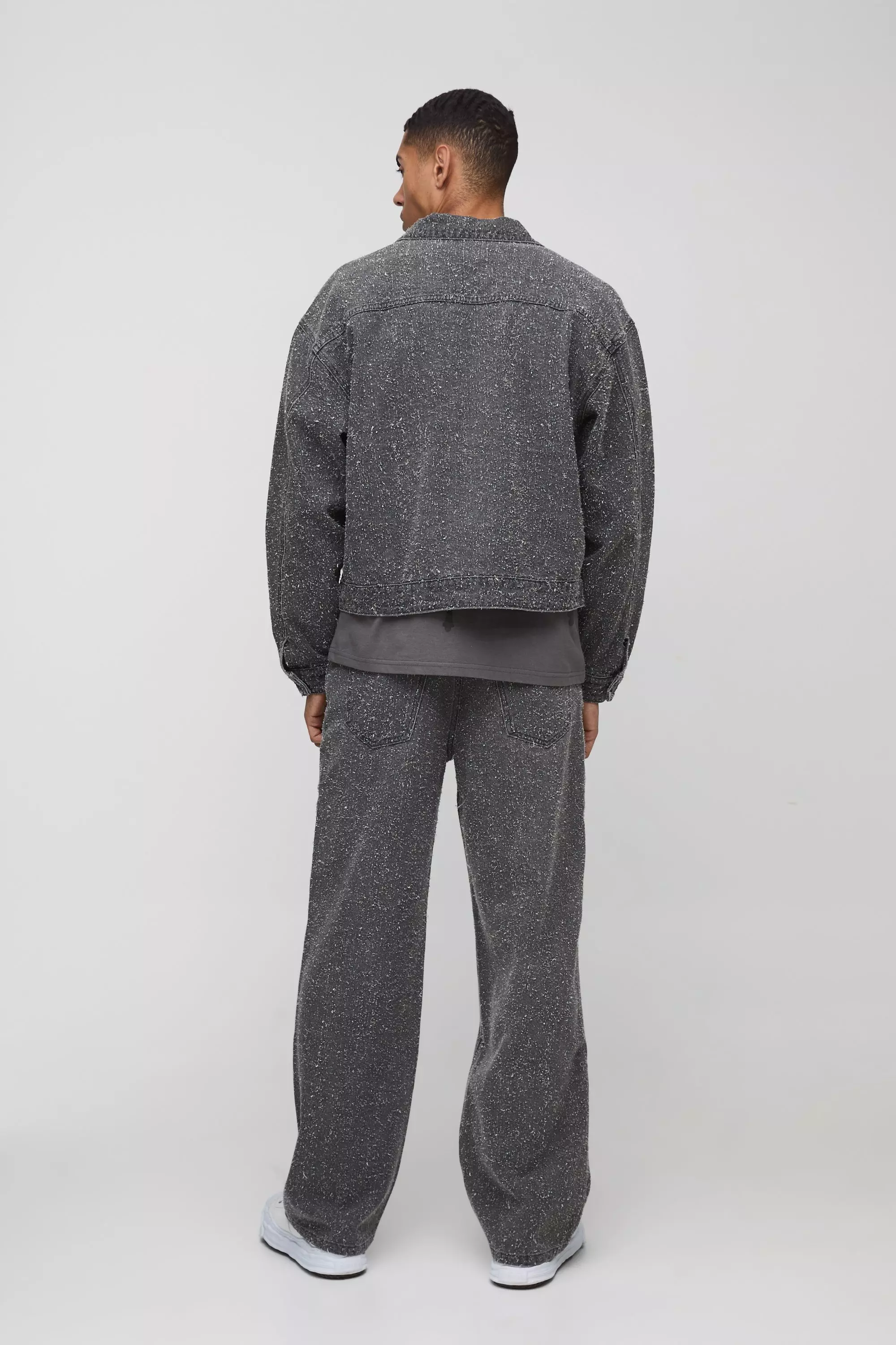 Grey Relaxed Fit Textured Carpenter Denim Jeans alternative image