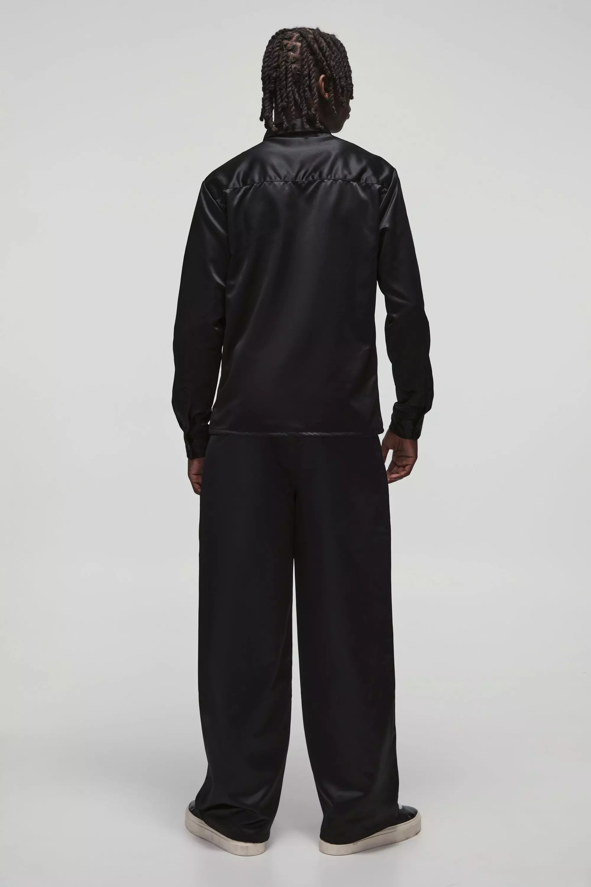 Black Long Sleeve Satin Regular Shirt alternative image