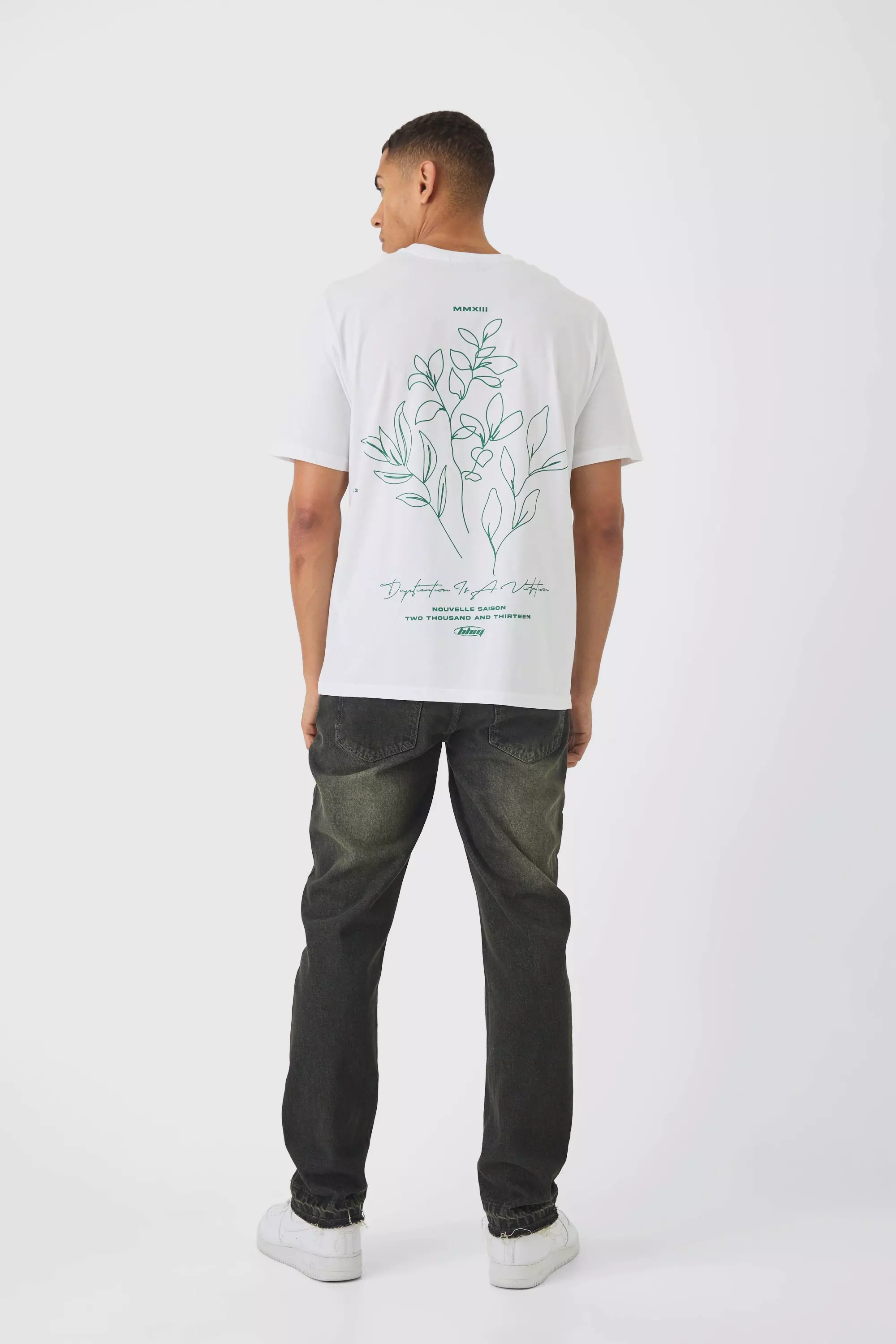 Florales T-Shirt mit Linien-Print, White alternatives Bild
