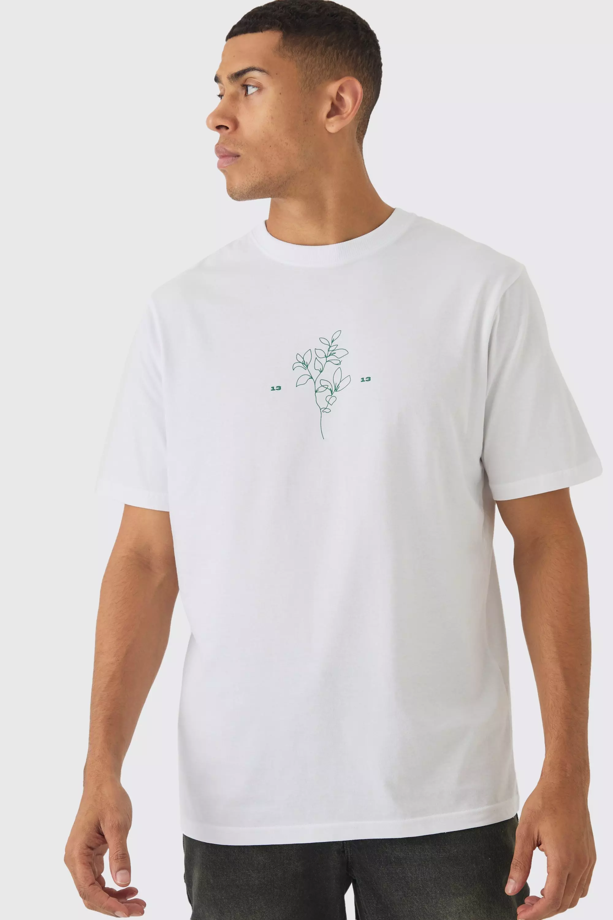 Florales T-Shirt mit Linien-Print, White alternatives Bild