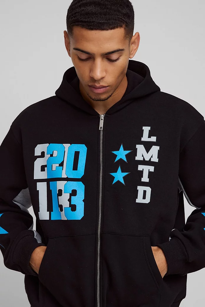 Oversized Boxy Ltd Edt Varsity Printed Zip Through Hoodie Oversized Boxy Ltd Edt Varsity Printed Zip Through Hoodie