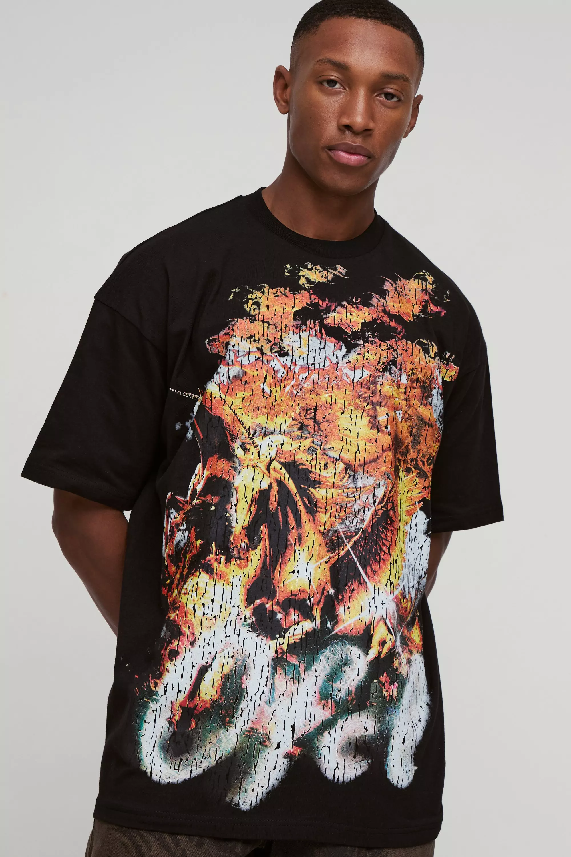 Oversize T-Shirt mit Renaissance-Print, Black alternatives Bild