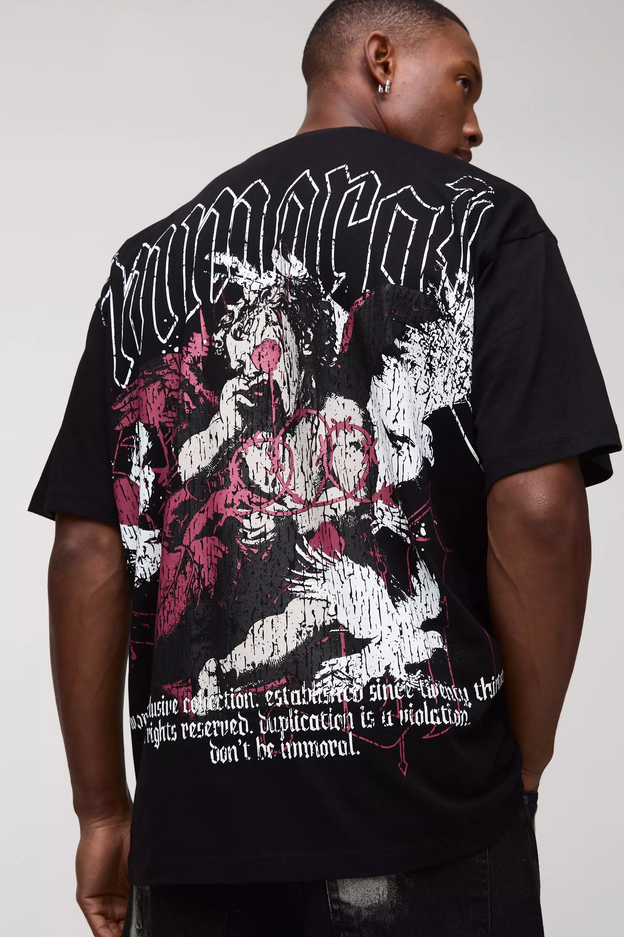 Black Oversized Heavyweight Renaissance Embroidered T-Shirt