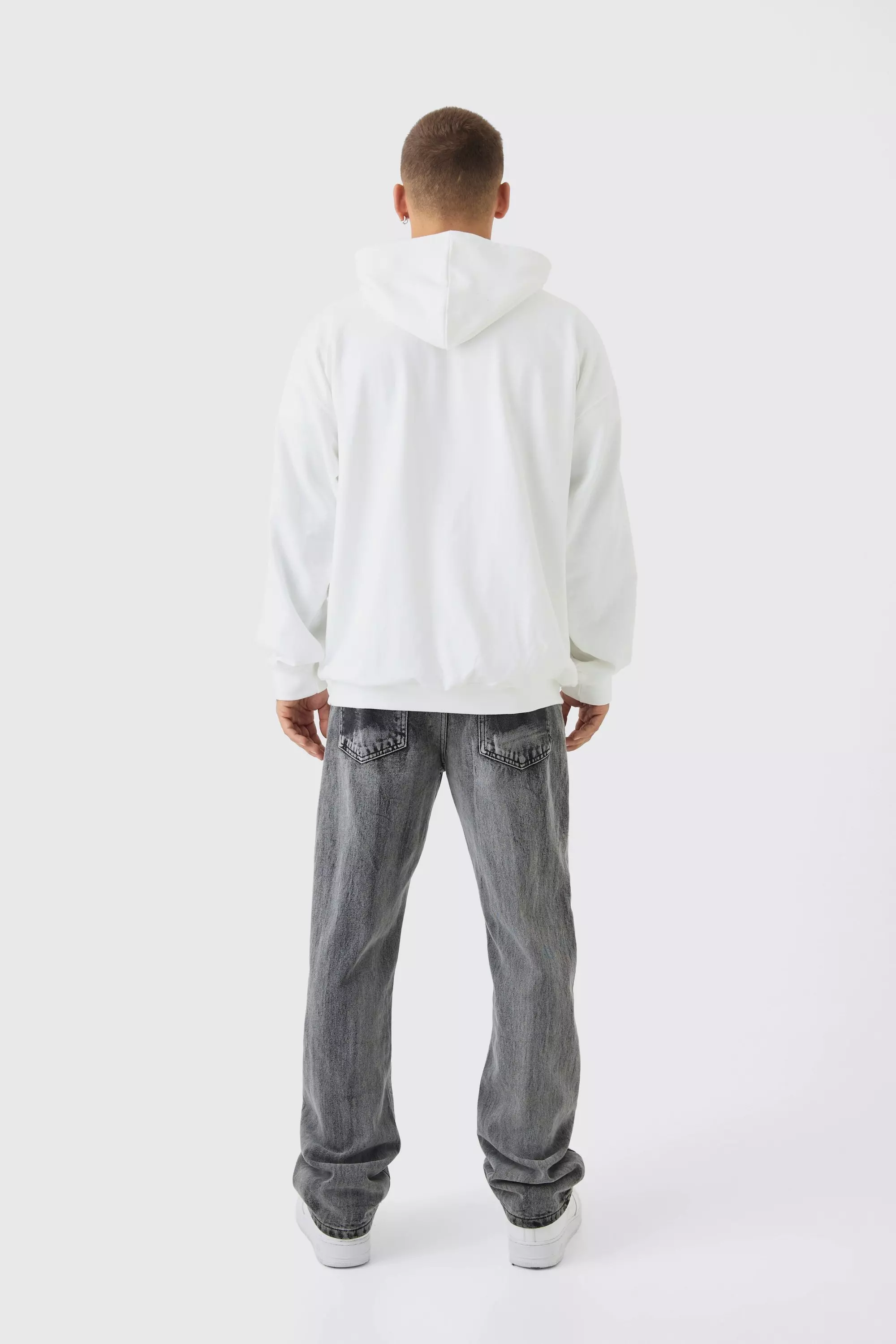 Sweat à capuche oversize à imprimé ville, White autre image