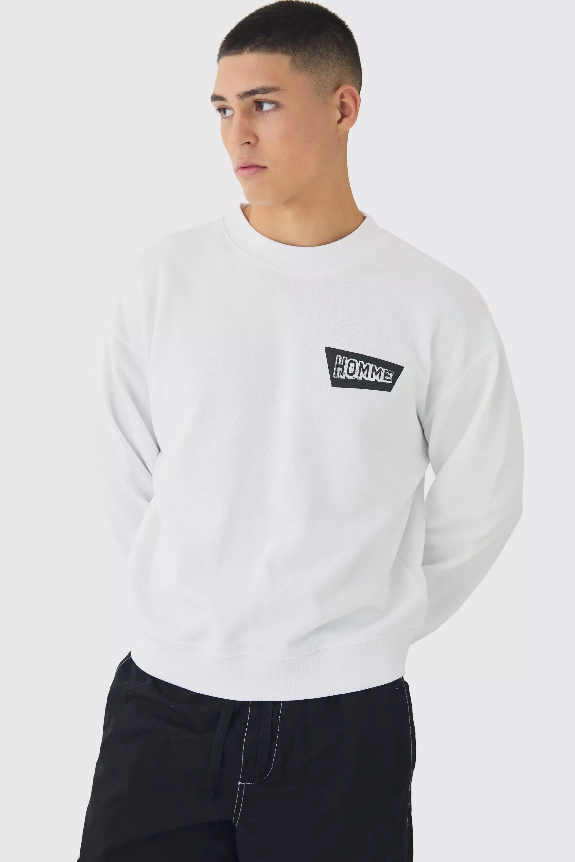 White Boxy Homme Motel Back Print Sweatshirt alternative image