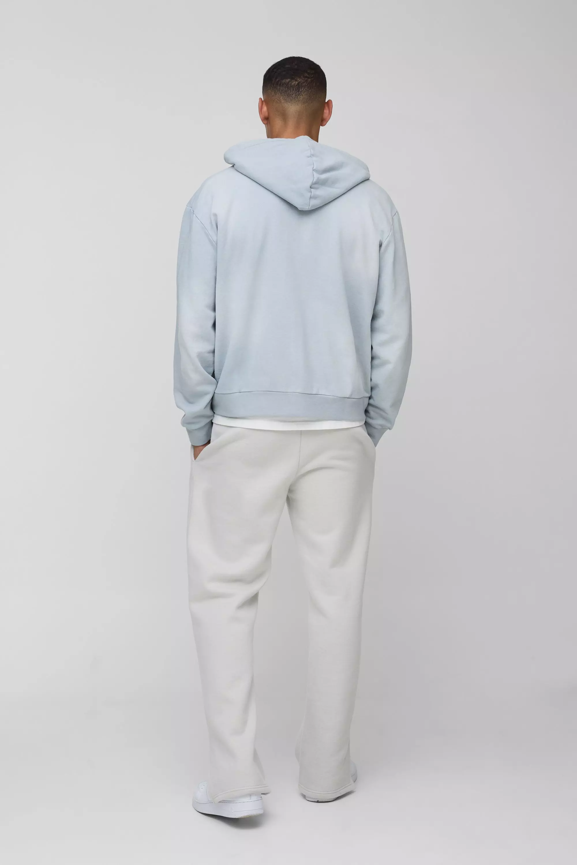 Oversized Boxy Spray Wash Zip Through Hoodie | boohooMAN USA