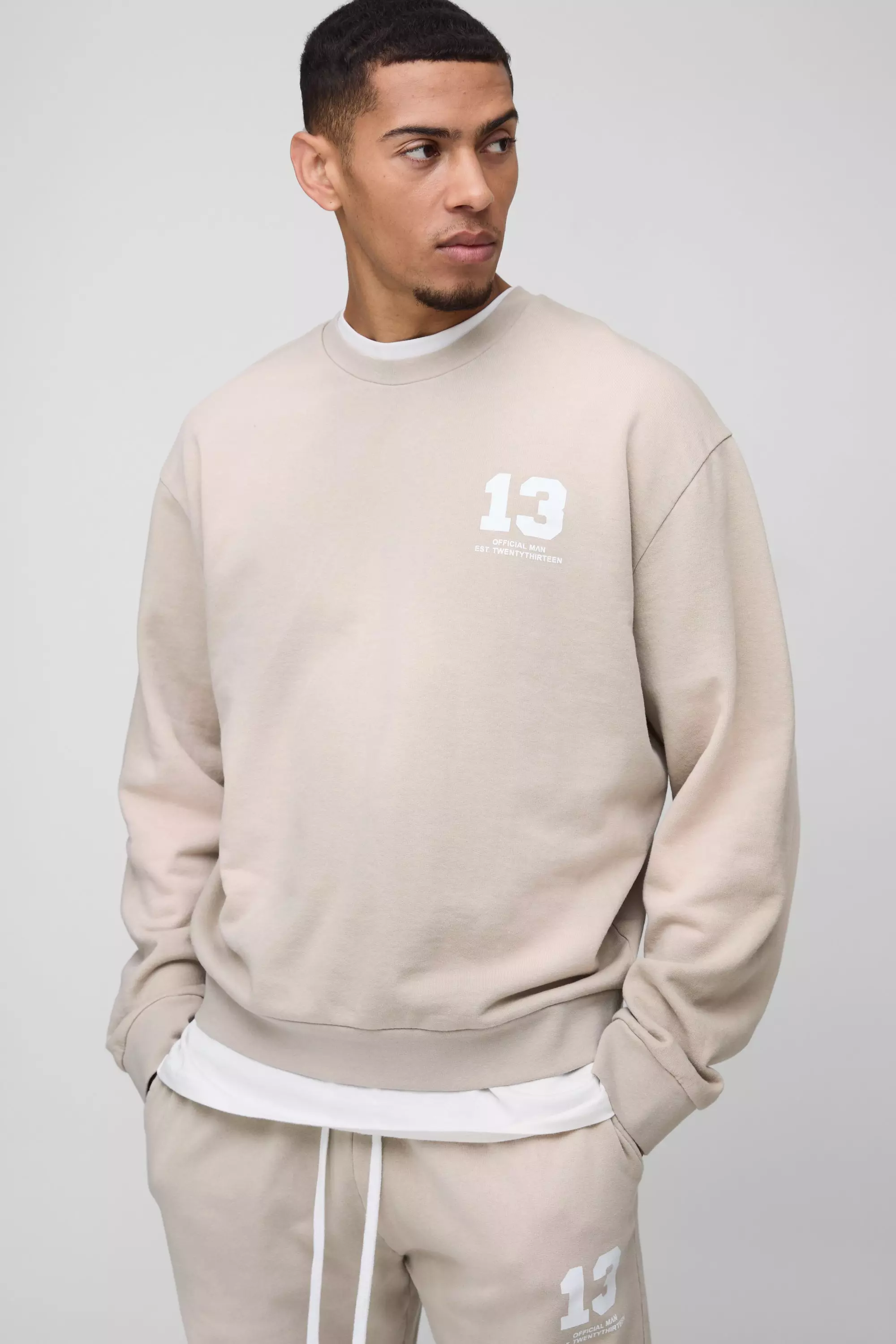 Sweat oversize délavé imprimé - Ofcl, Stone autre image
