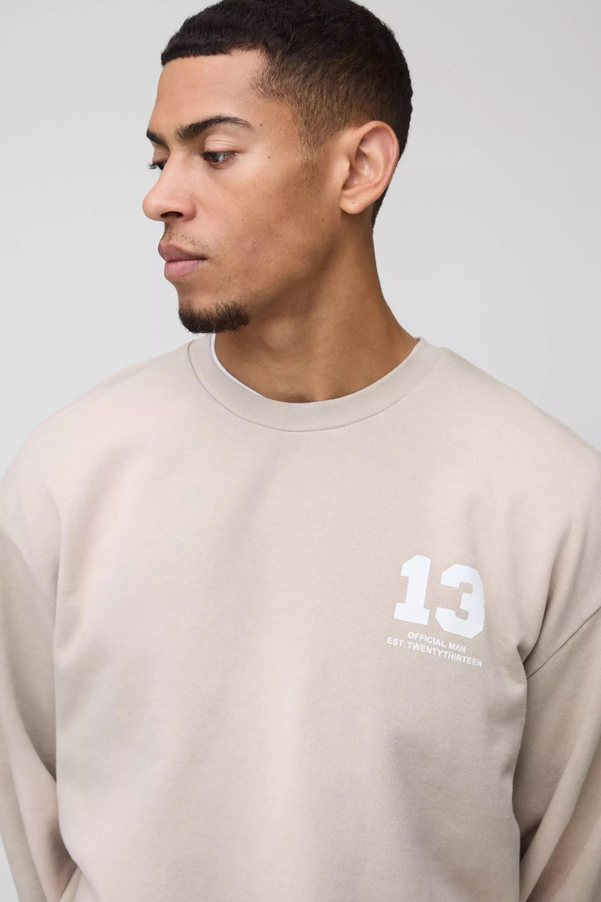 Sweat oversize délavé imprimé - Ofcl, Stone autre image