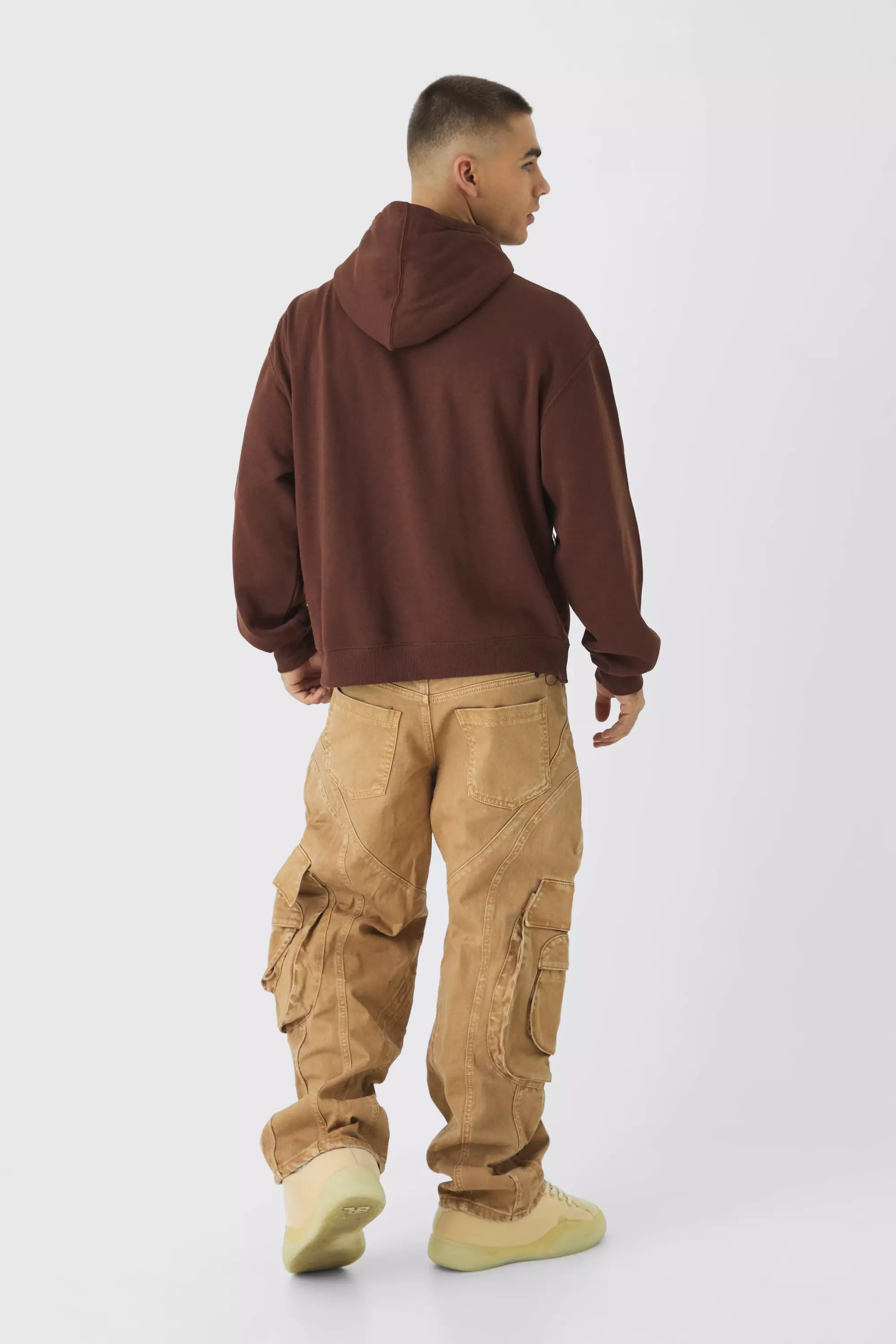 Chocolate Boxy Renaissance Print Hoodie Met Naaddetail alternatieve afbeelding
