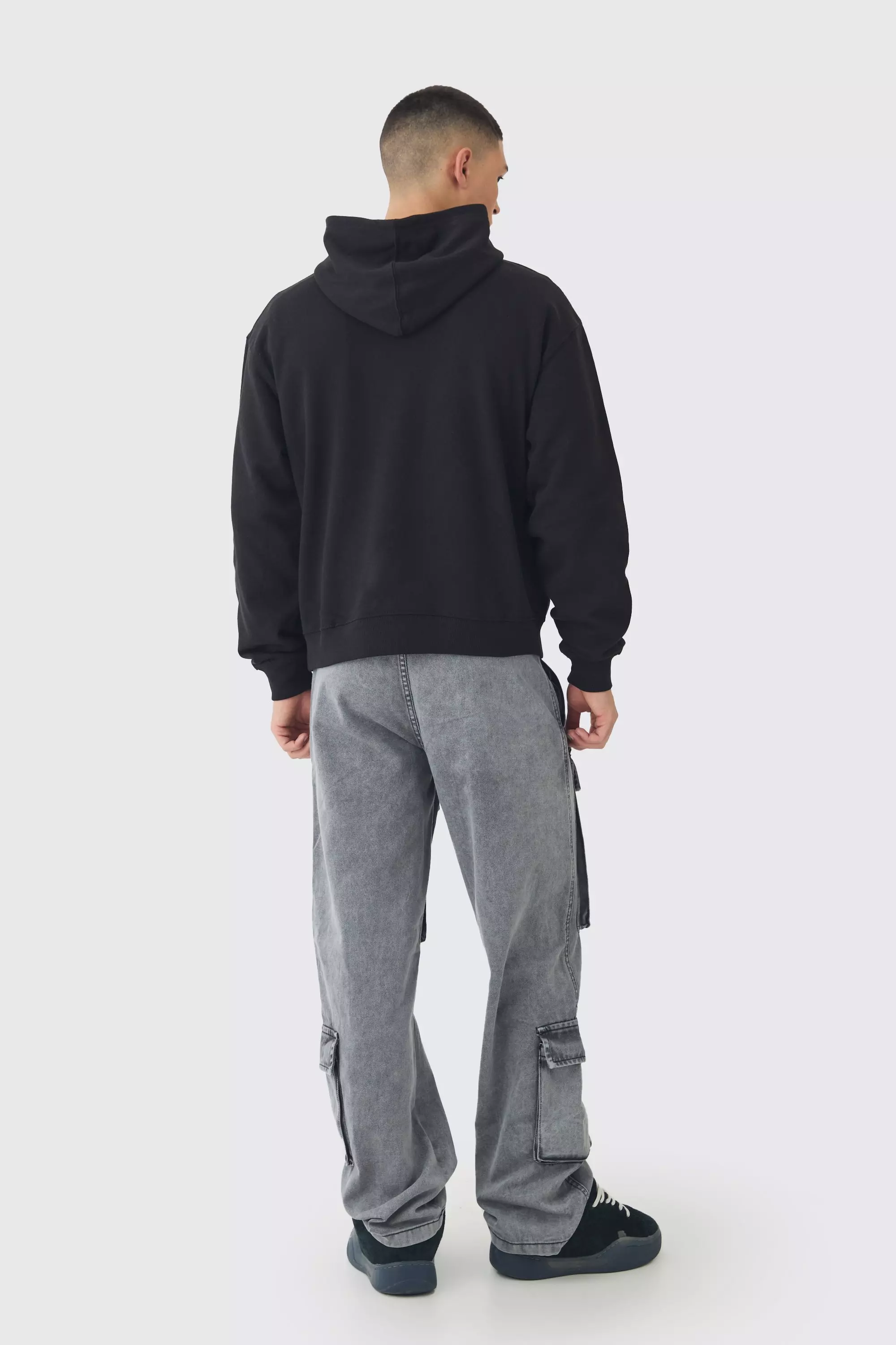 Black Boxy Large Scale Renaissance Print Hoodie alternative image