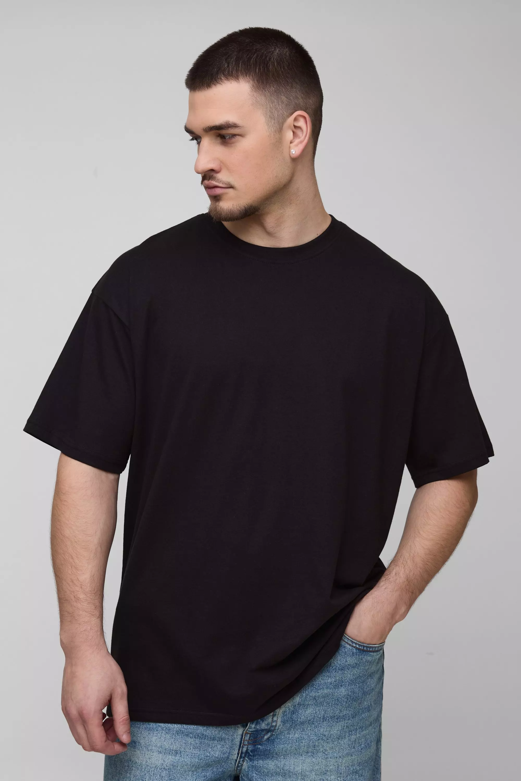 Black Tall Oversized Basic T-Shirt alternatieve afbeelding