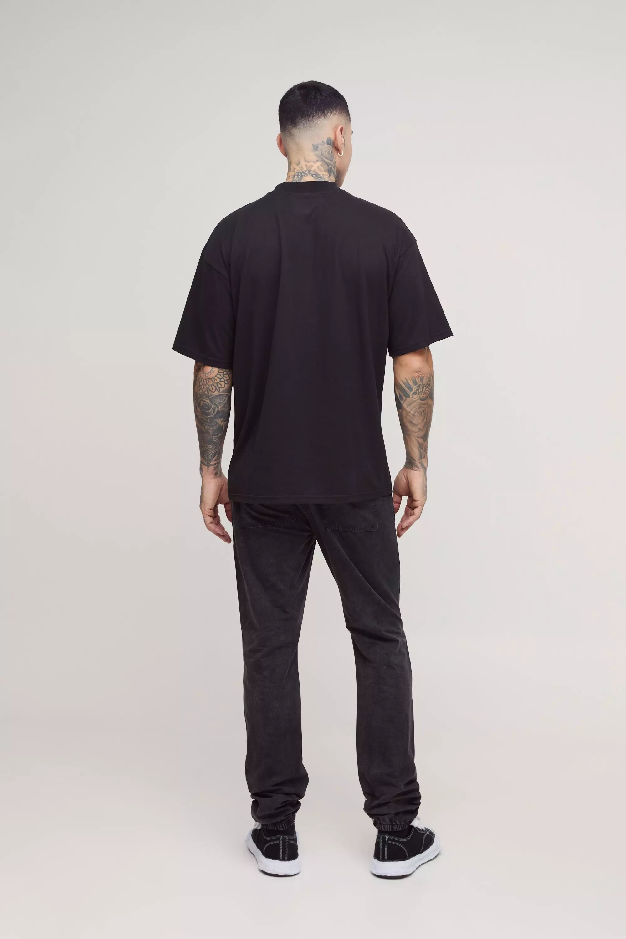 Black Tall Basic Oversized T-Shirt Met Brede Nek alternatieve afbeelding