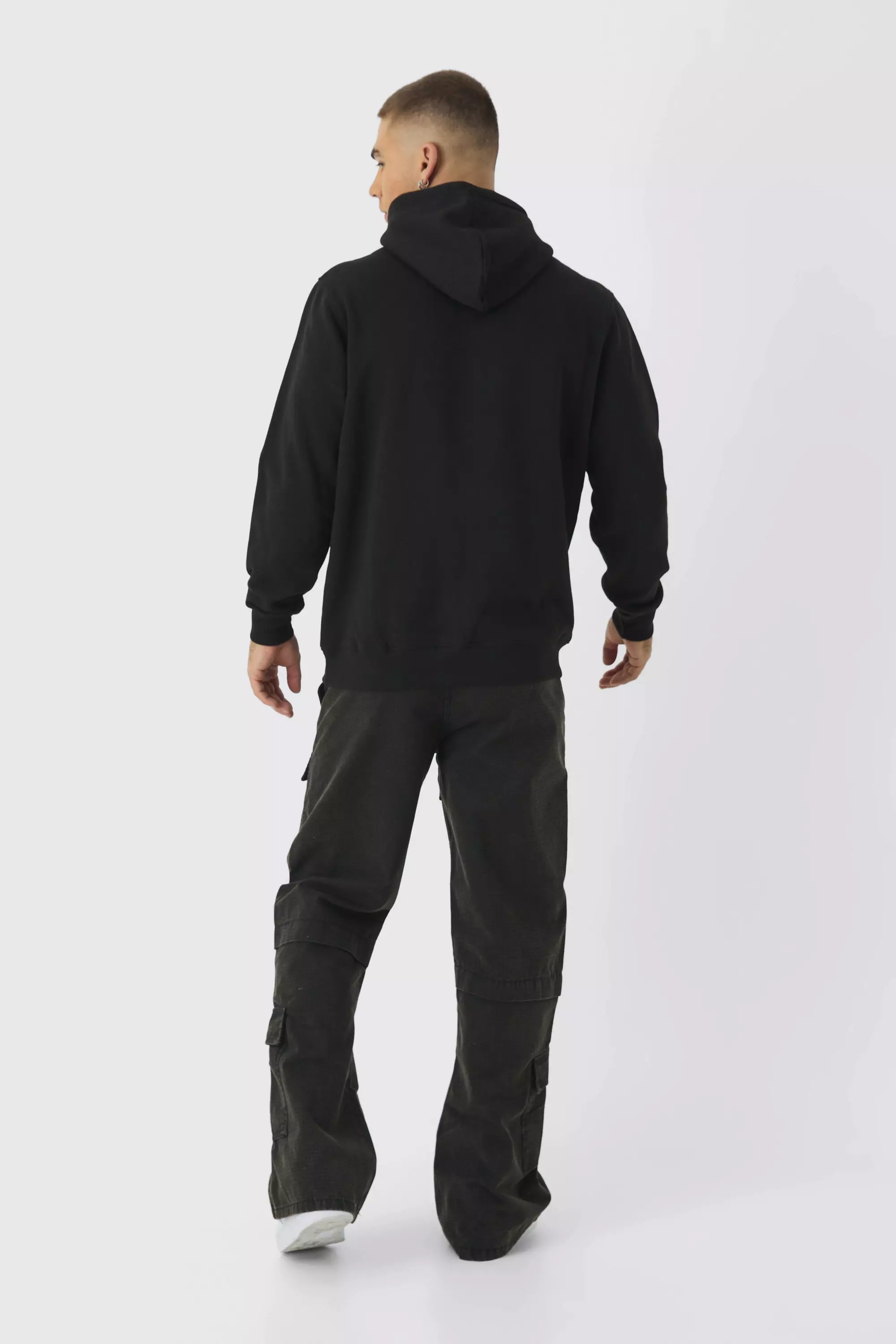 Black Large Scale Graffiti Basketball Puff Print Hoodie alternative image