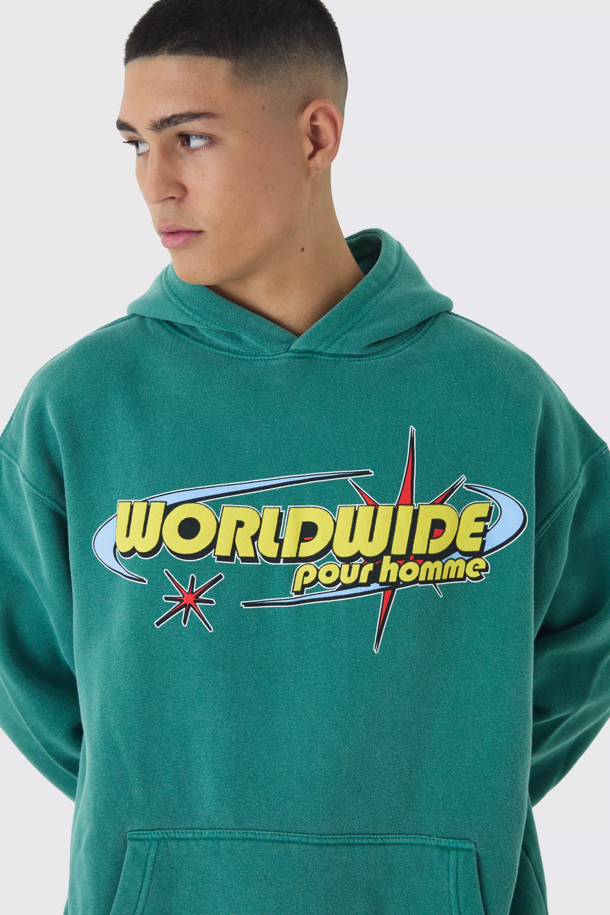 Forest Oversized Worldwide Puff Print Washed Hoodie alternative image