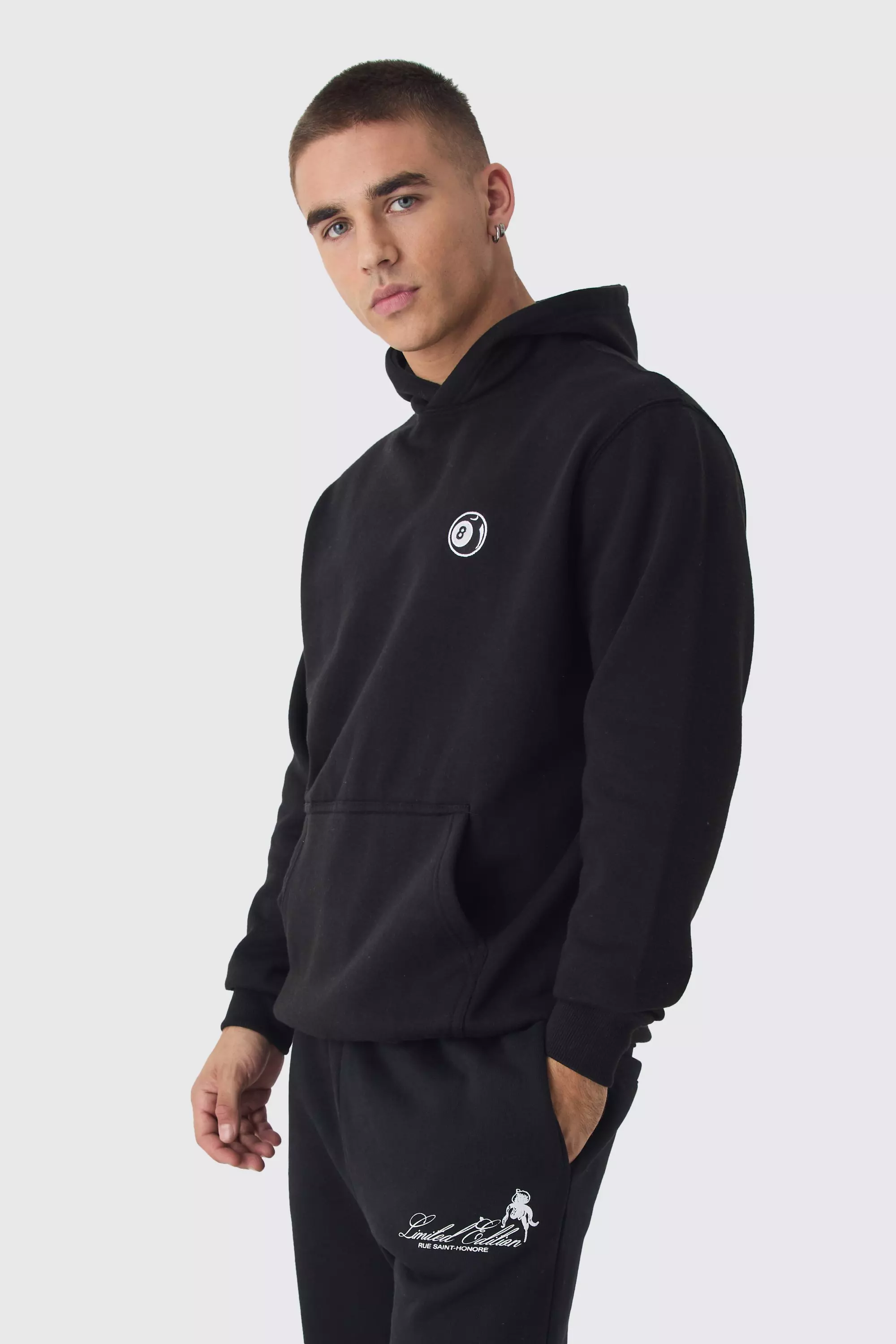 8 Ball Embroidered Hoodie Black